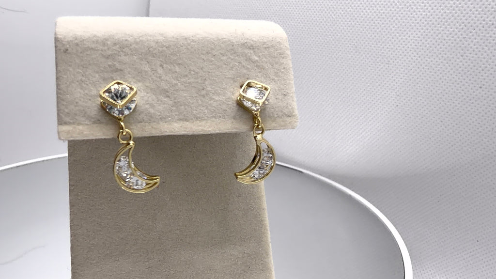 Crystal Moon Drop Earrings