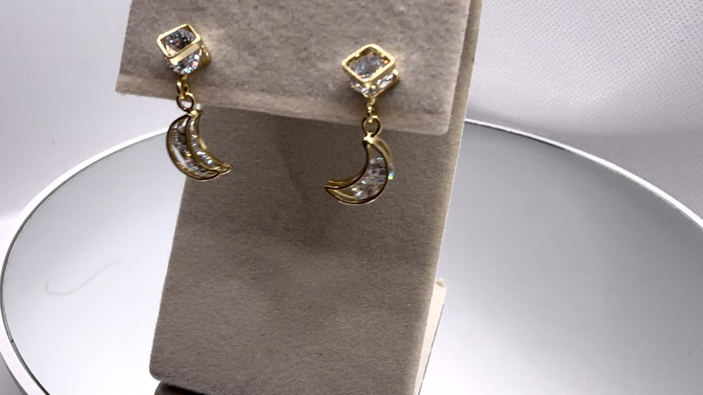 Crystal Moon Drop Earrings