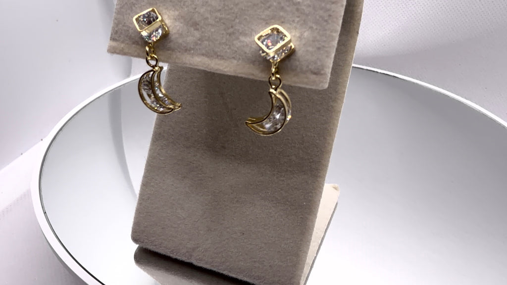 Crystal Moon Drop Earrings
