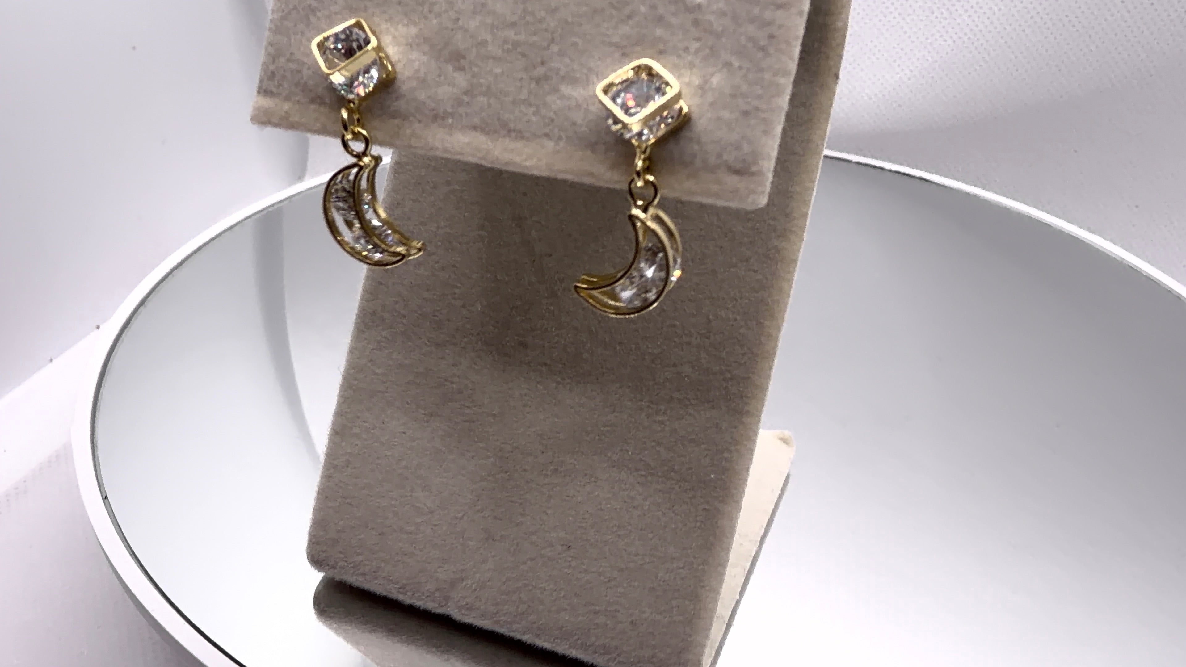 Crystal Moon Drop Earrings
