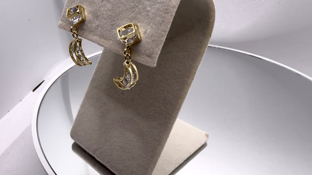 Crystal Moon Drop Earrings