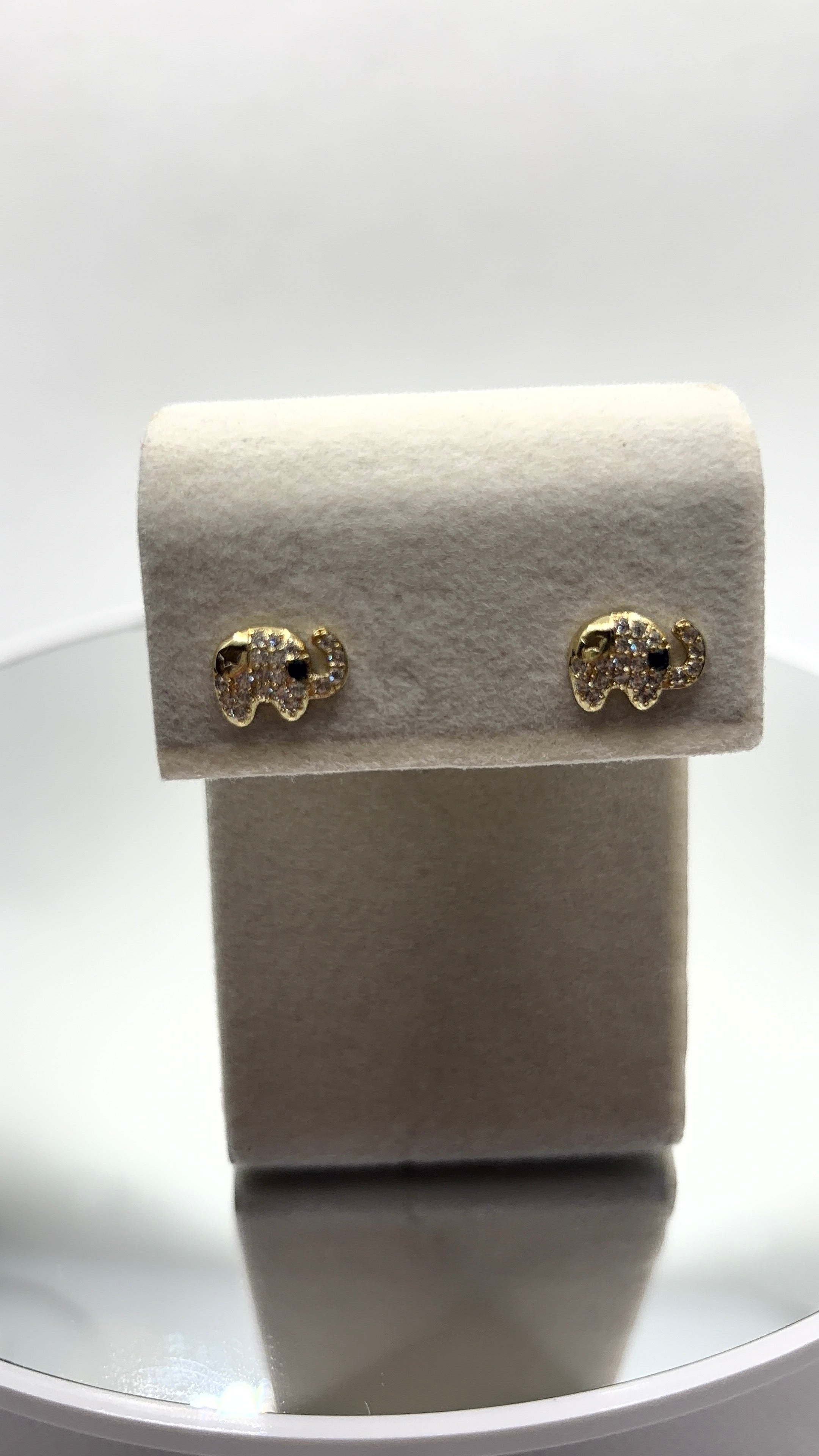 Gold Pavé Elephant Stud Earrings