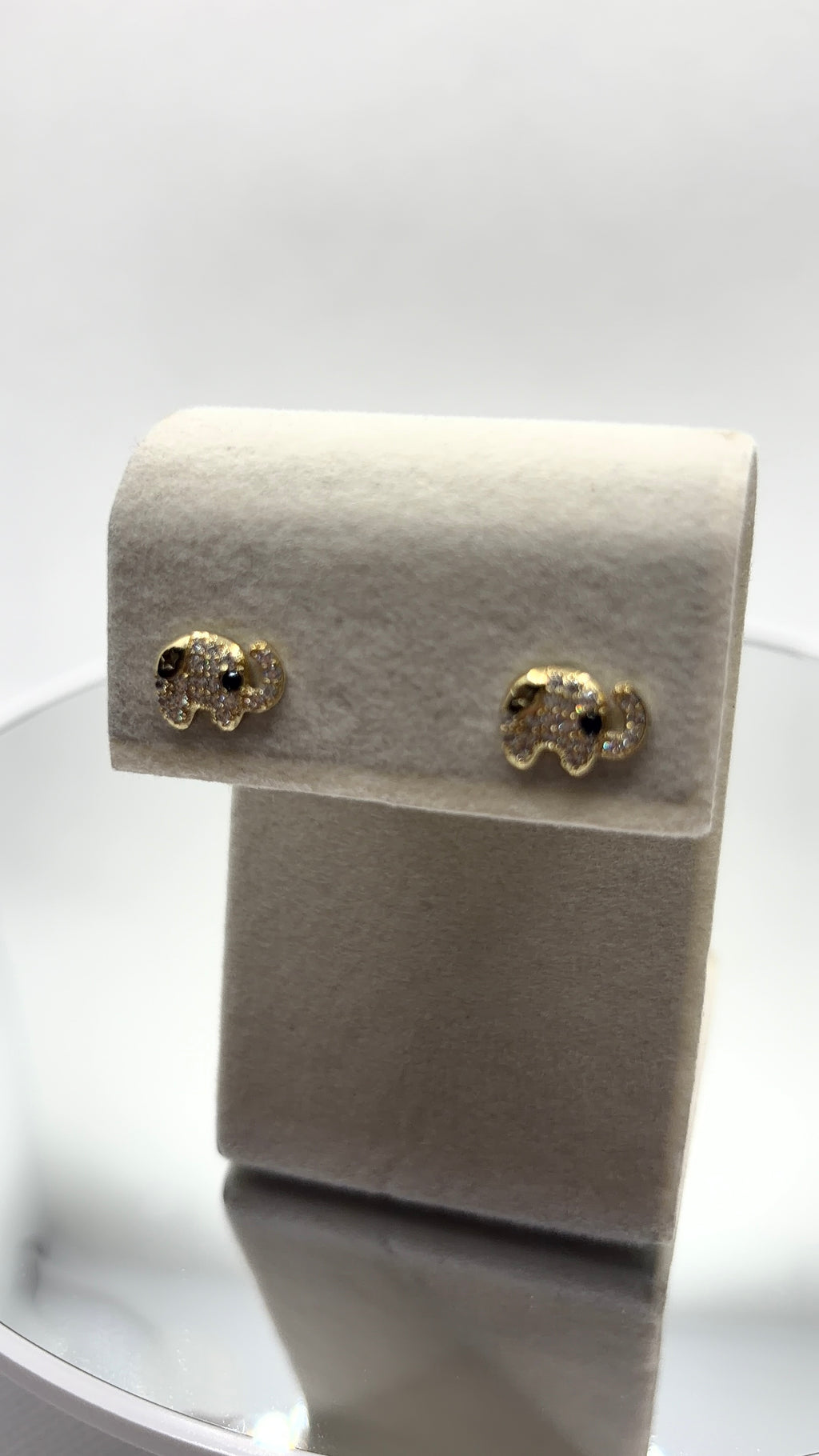 Gold Pavé Elephant Stud Earrings