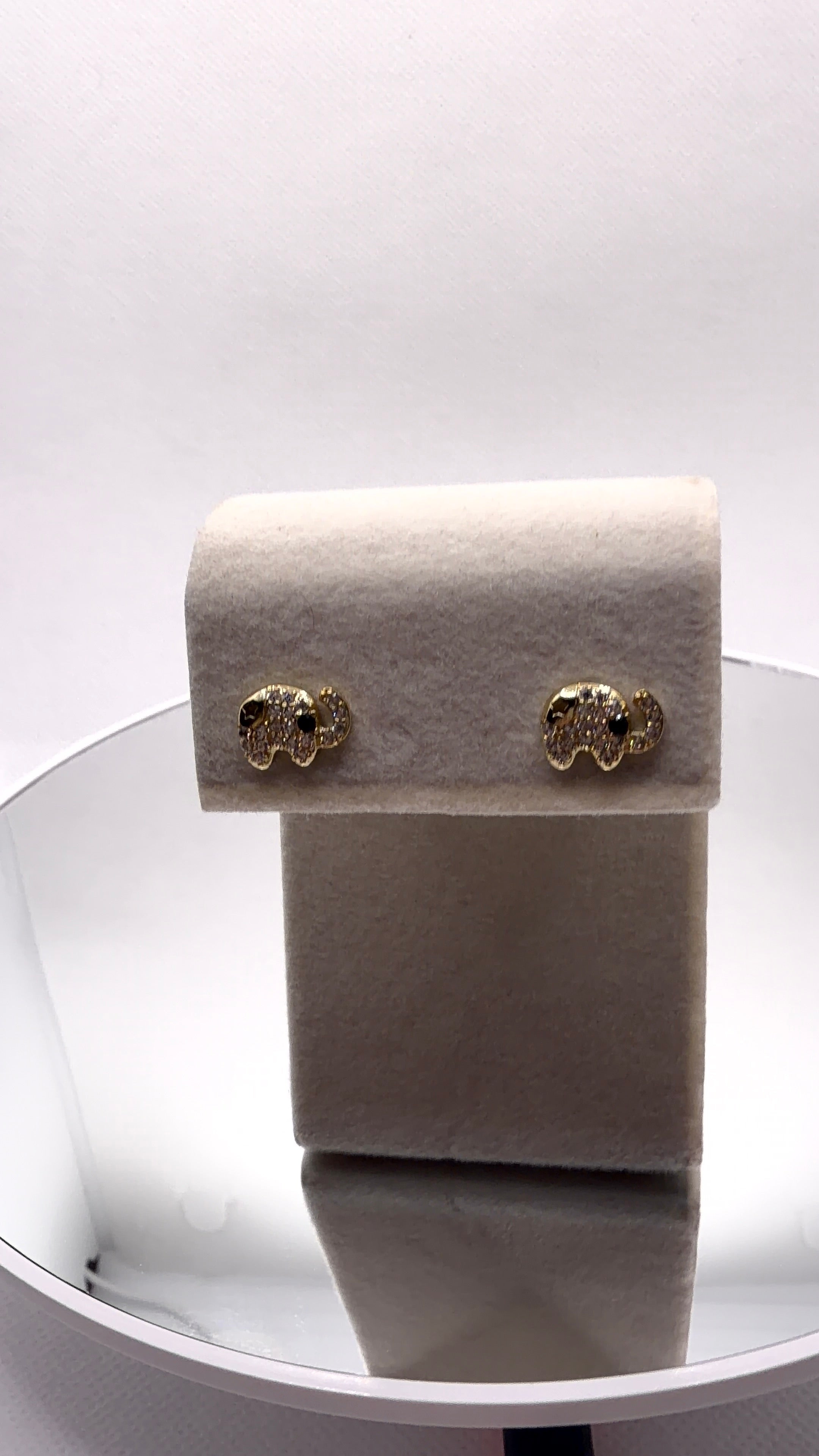 Gold Pavé Elephant Stud Earrings
