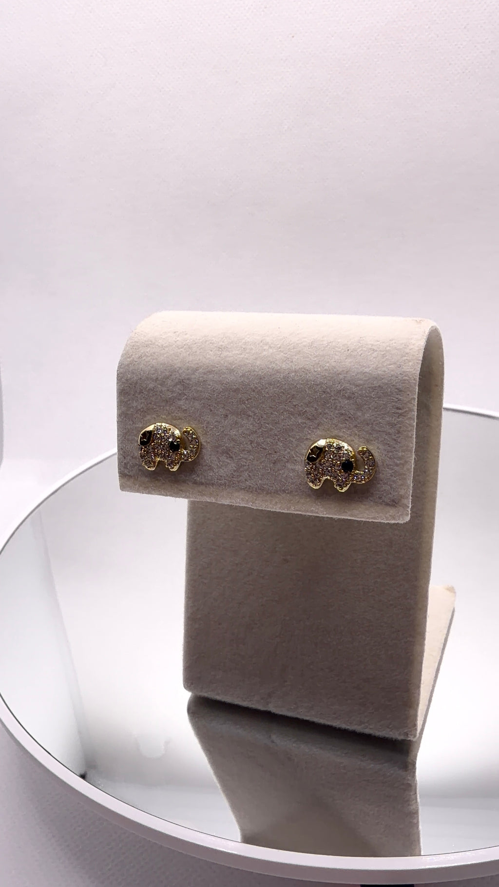 Gold Pavé Elephant Stud Earrings