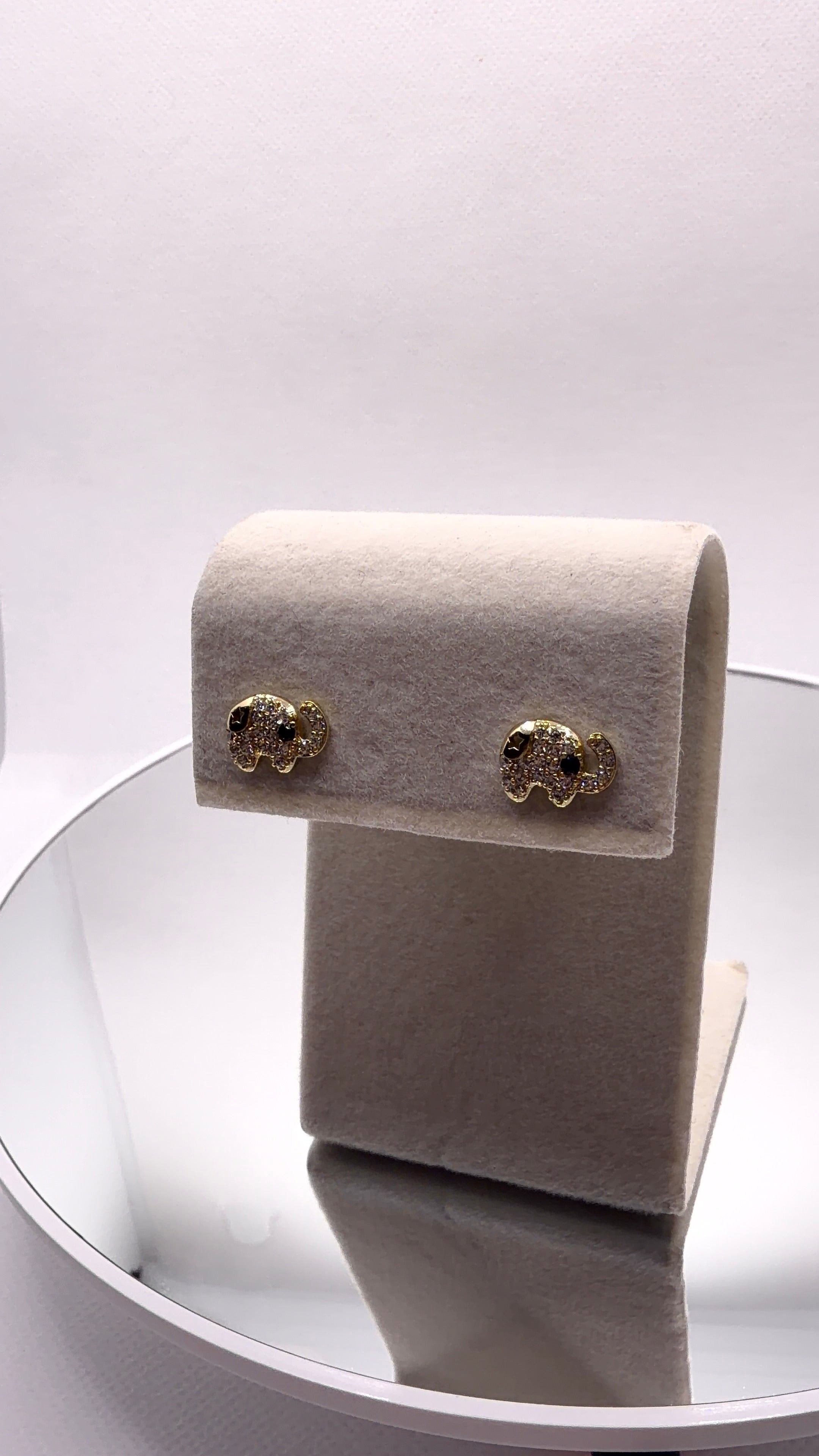Gold Pavé Elephant Stud Earrings