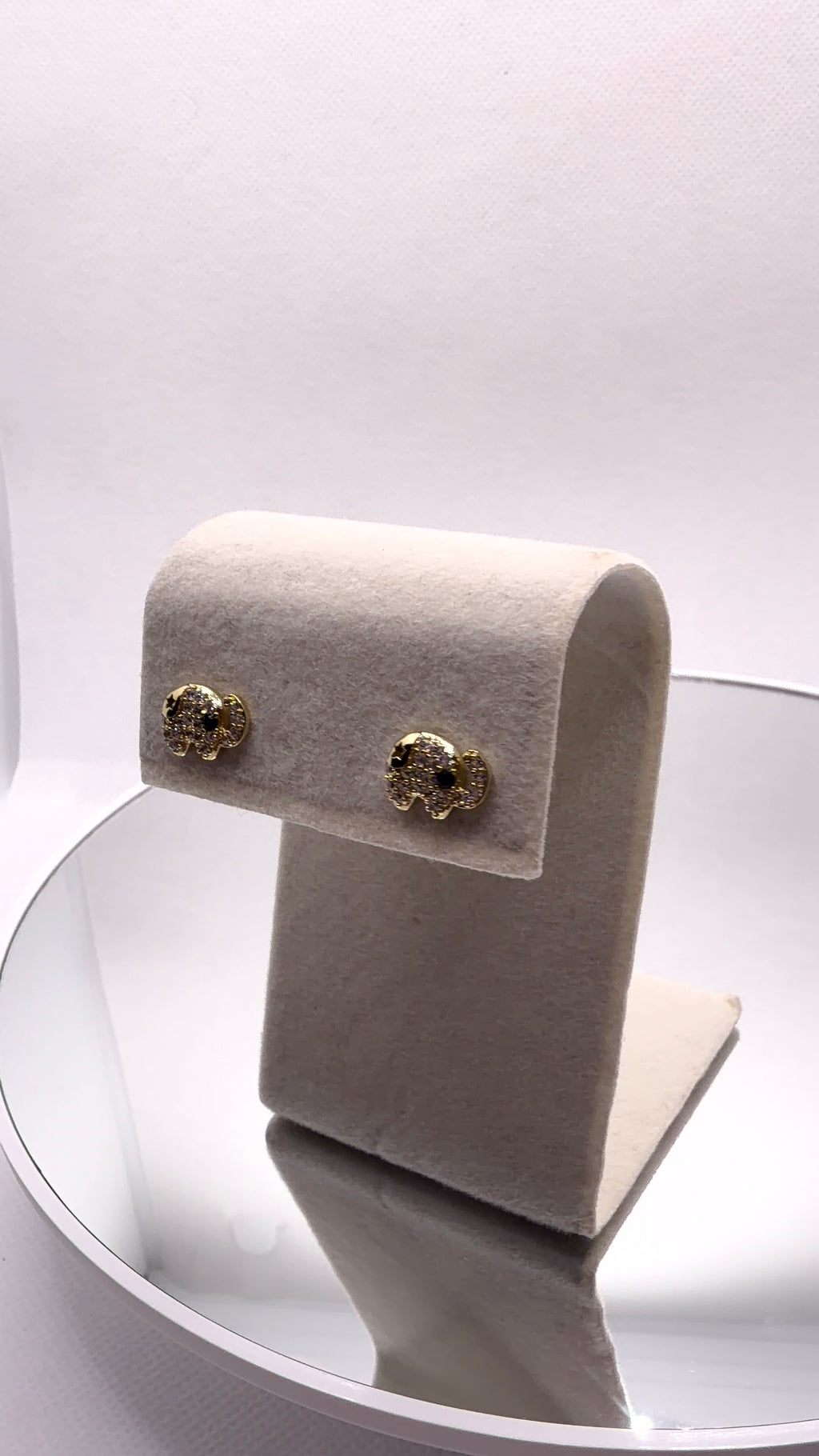 Gold Pavé Elephant Stud Earrings