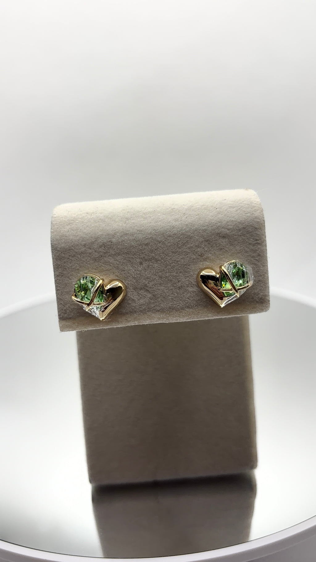 Green Crystal Heart Stud Earrings