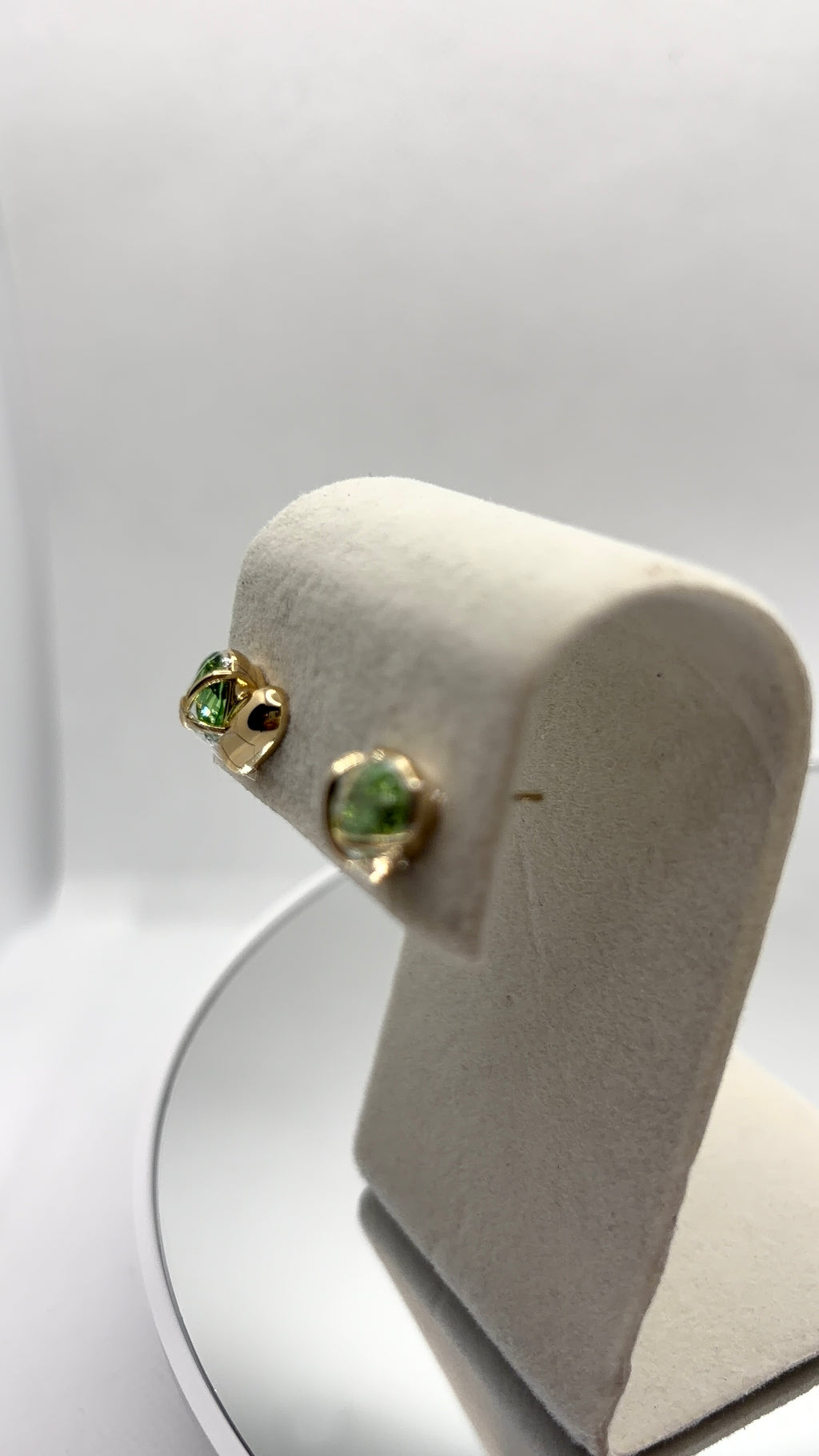 Green Crystal Heart Stud Earrings