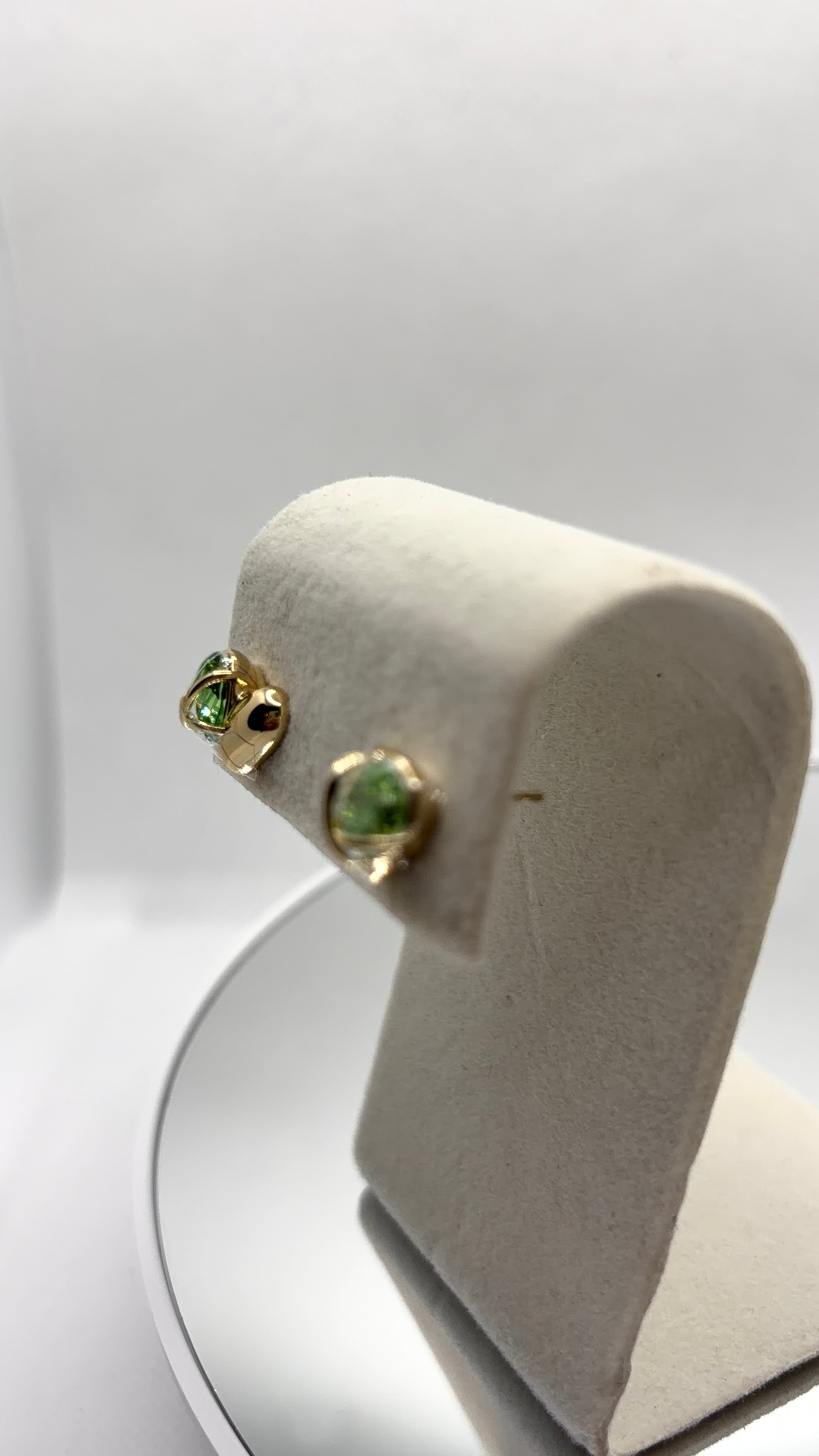 Green Crystal Heart Stud Earrings