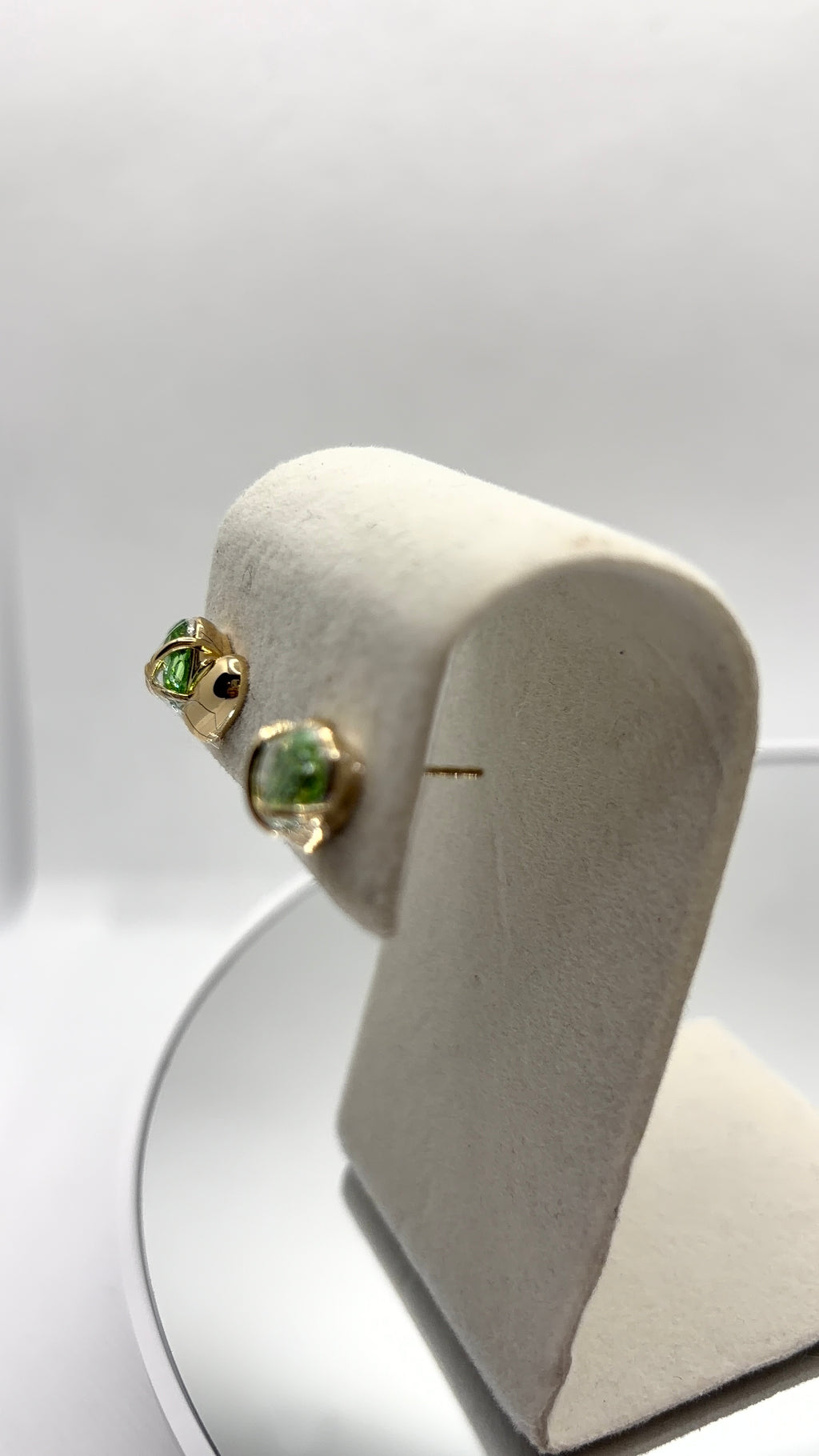 Green Crystal Heart Stud Earrings
