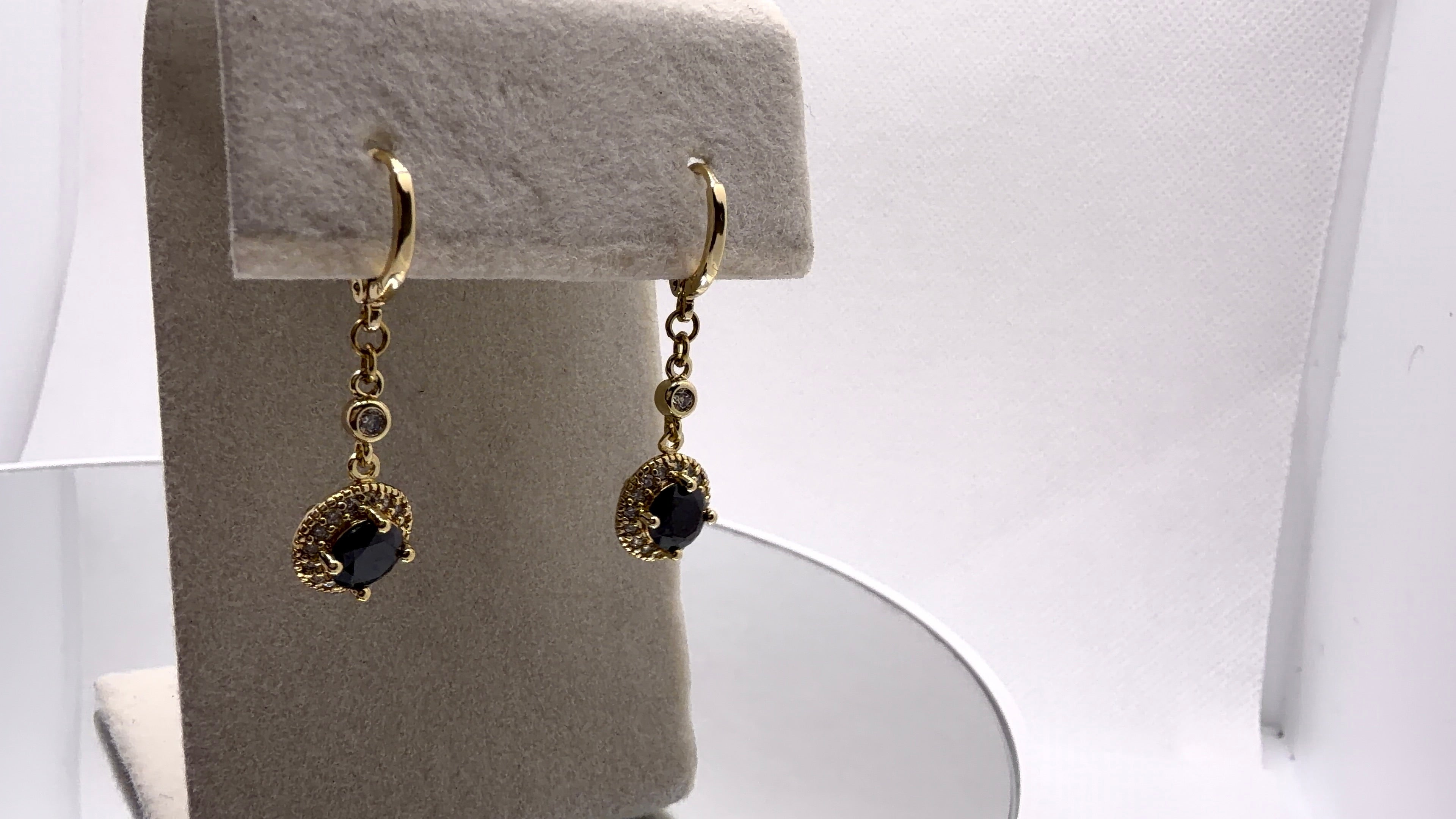 Black Crystal Halo Drop Earrings