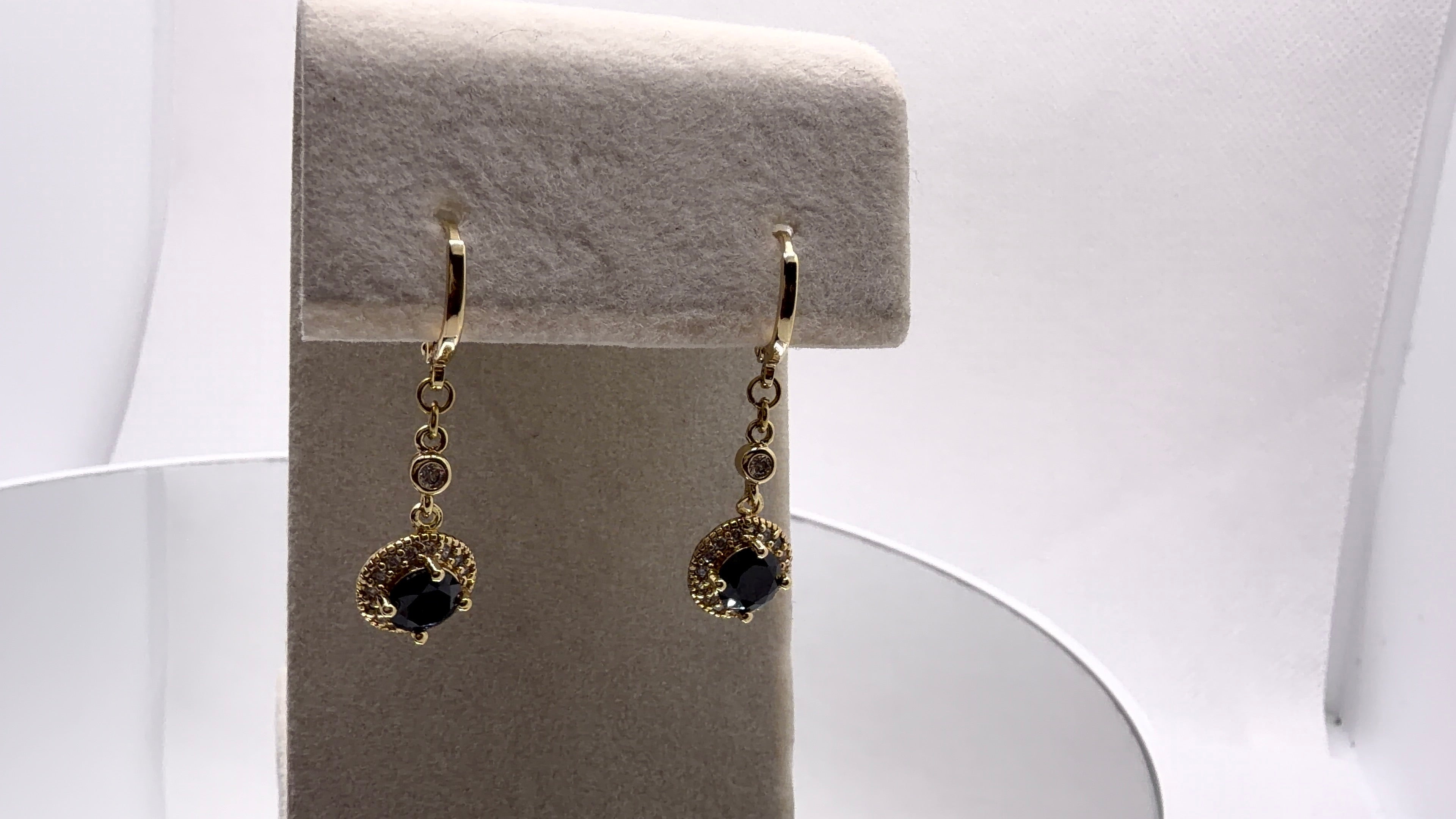 Black Crystal Halo Drop Earrings