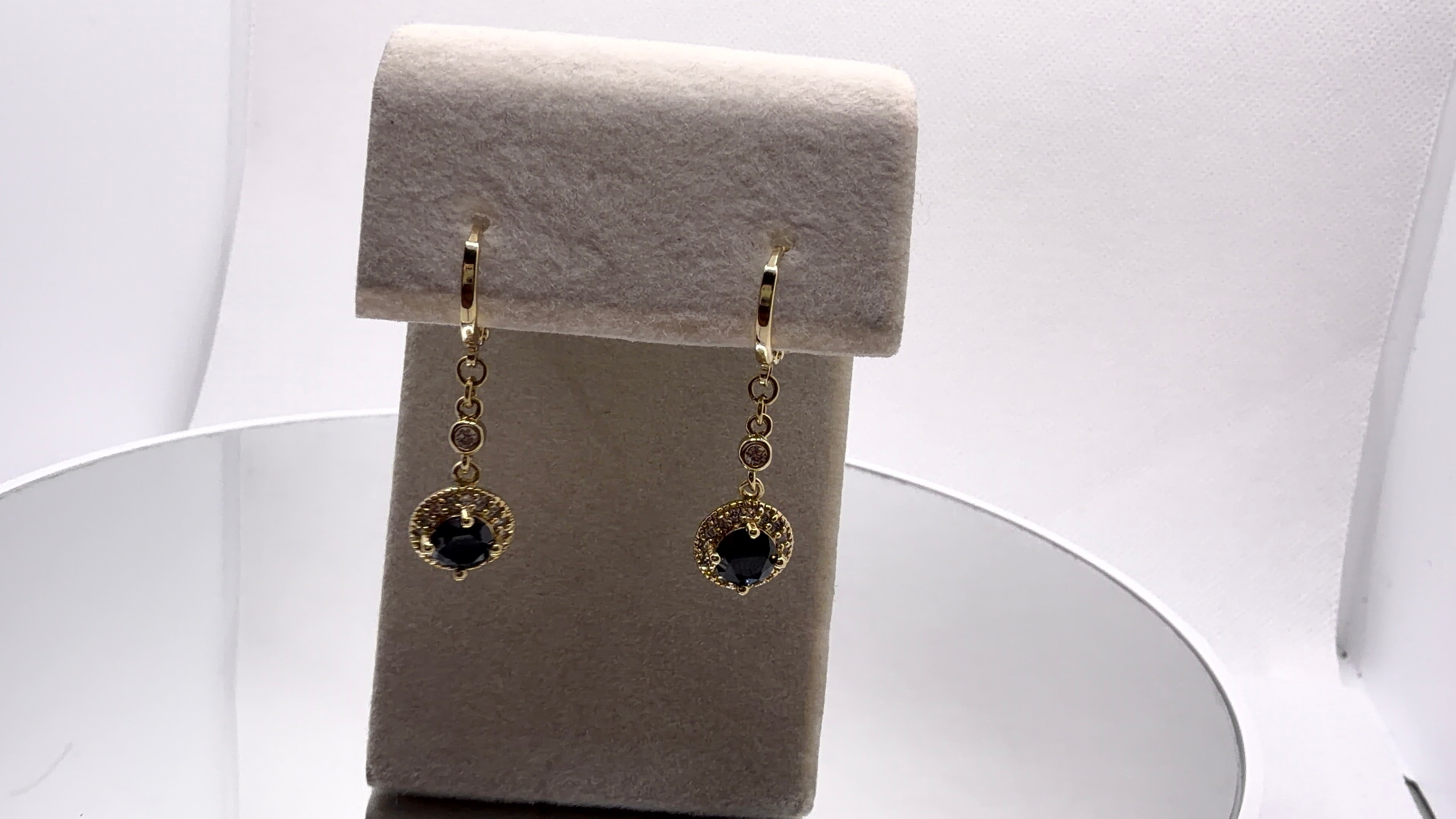 Black Crystal Halo Drop Earrings