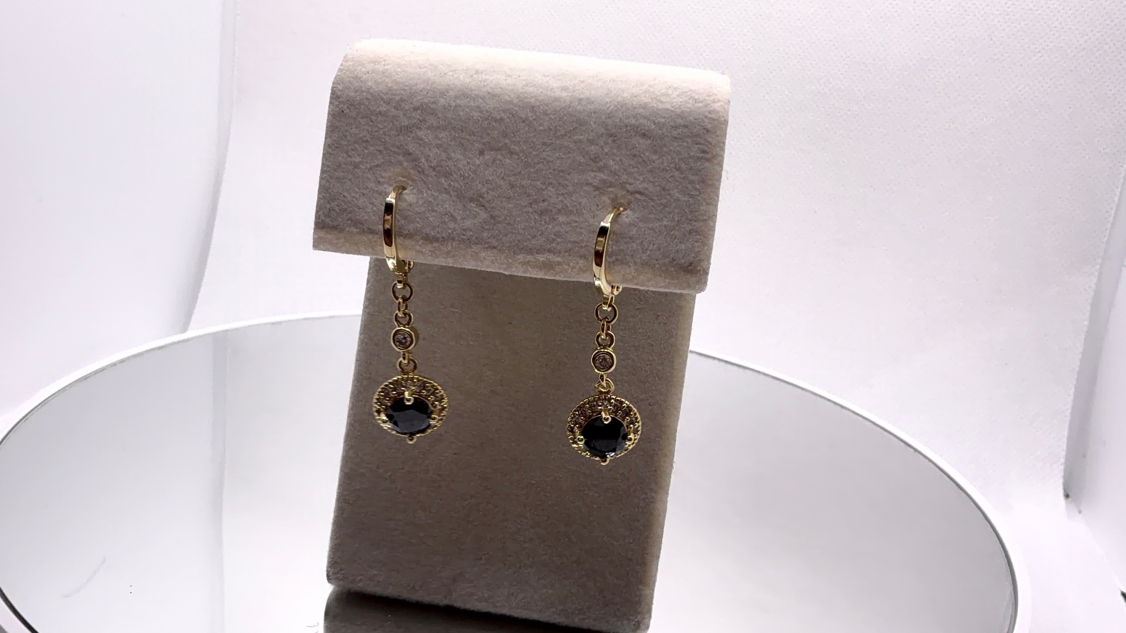 Black Crystal Halo Drop Earrings