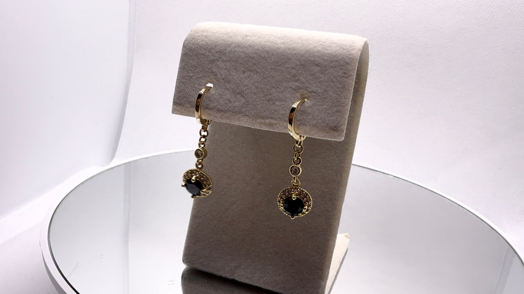 Black Crystal Halo Drop Earrings