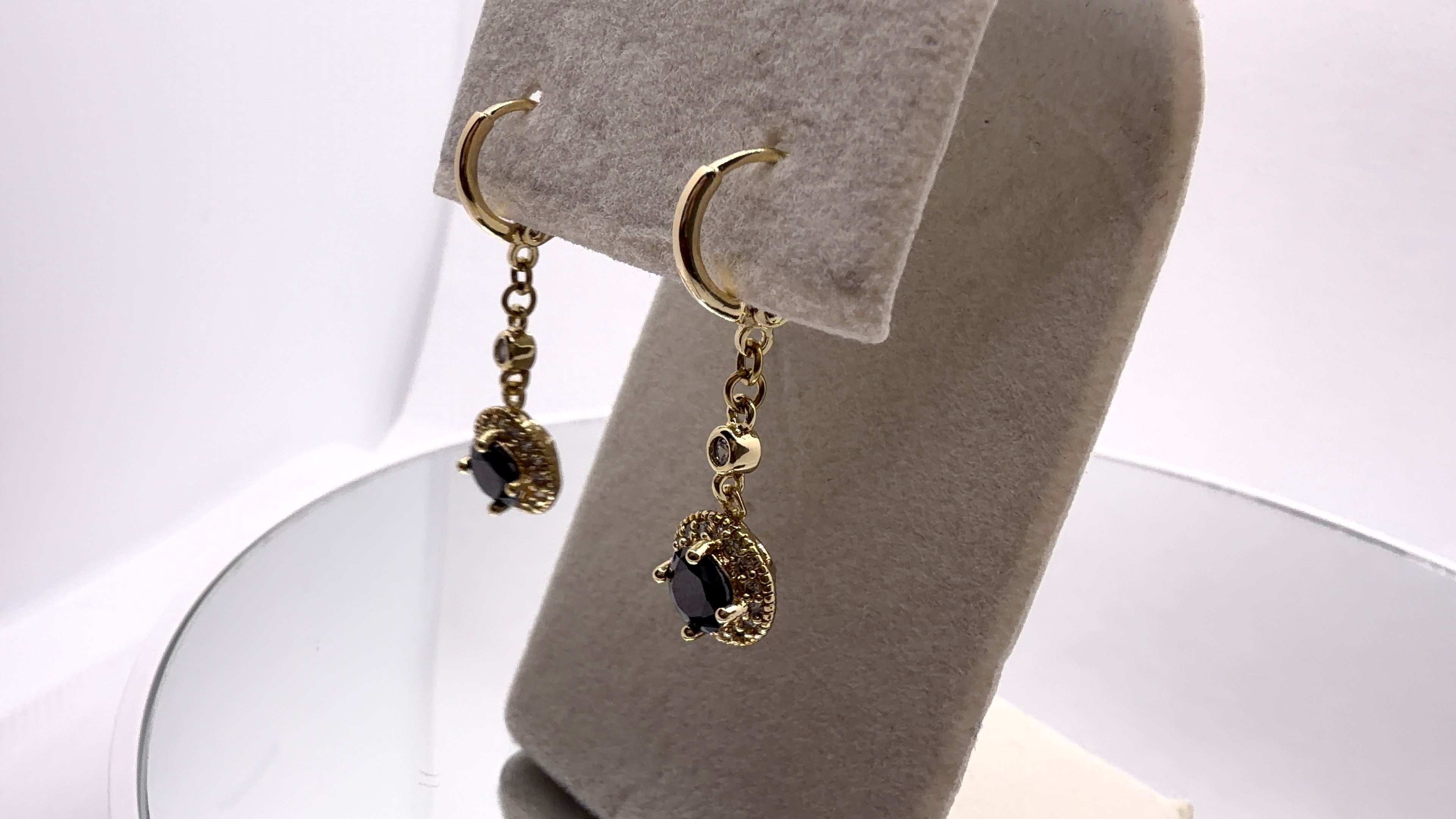 Black Crystal Halo Drop Earrings