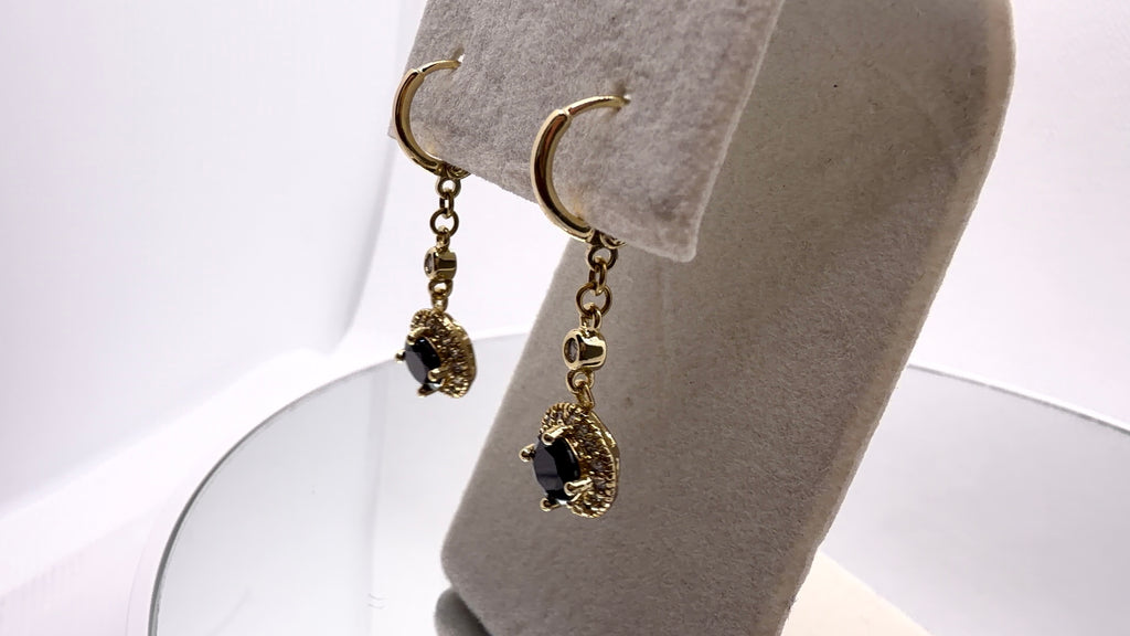 Black Crystal Halo Drop Earrings