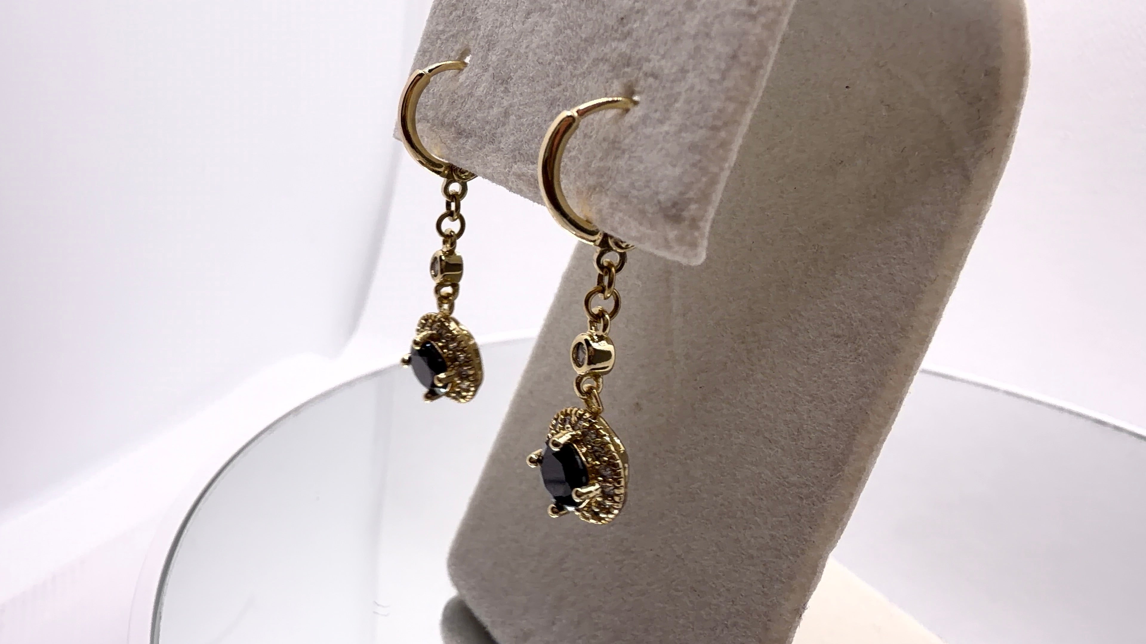 Black Crystal Halo Drop Earrings
