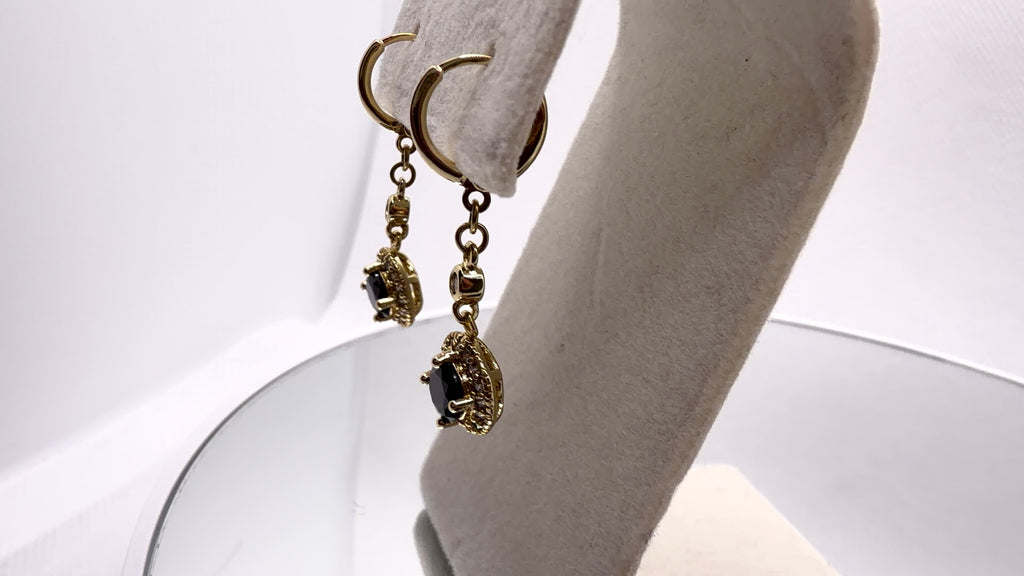 Black Crystal Halo Drop Earrings