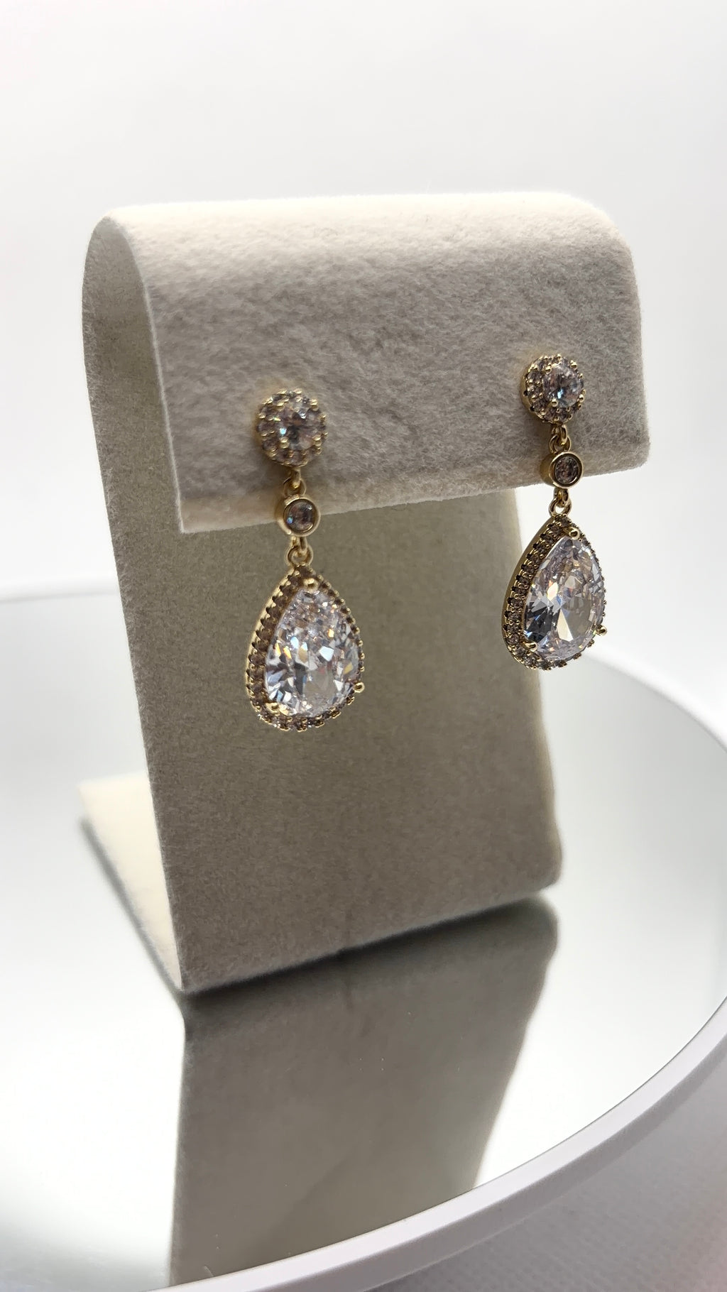 Crystal Teardrop Halo Drop Earrings