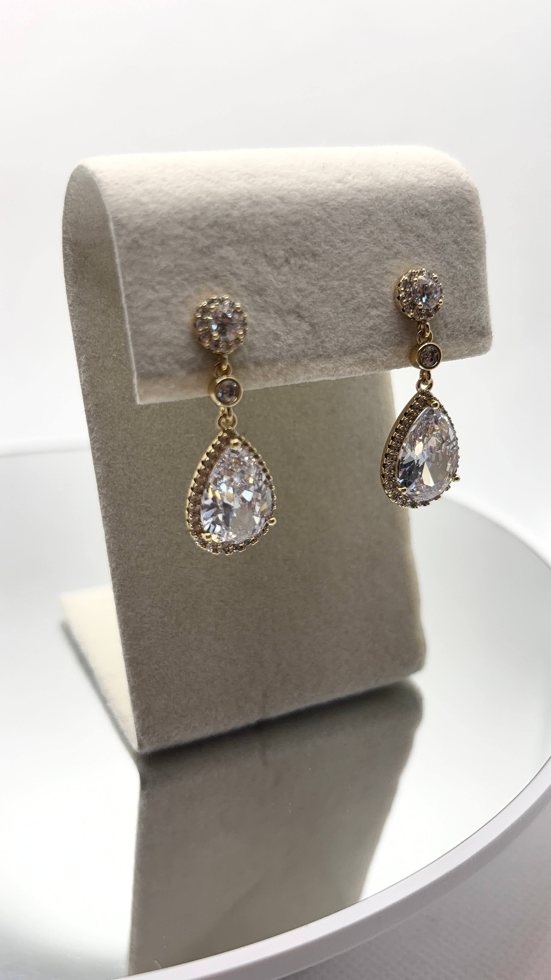 Crystal Teardrop Halo Drop Earrings