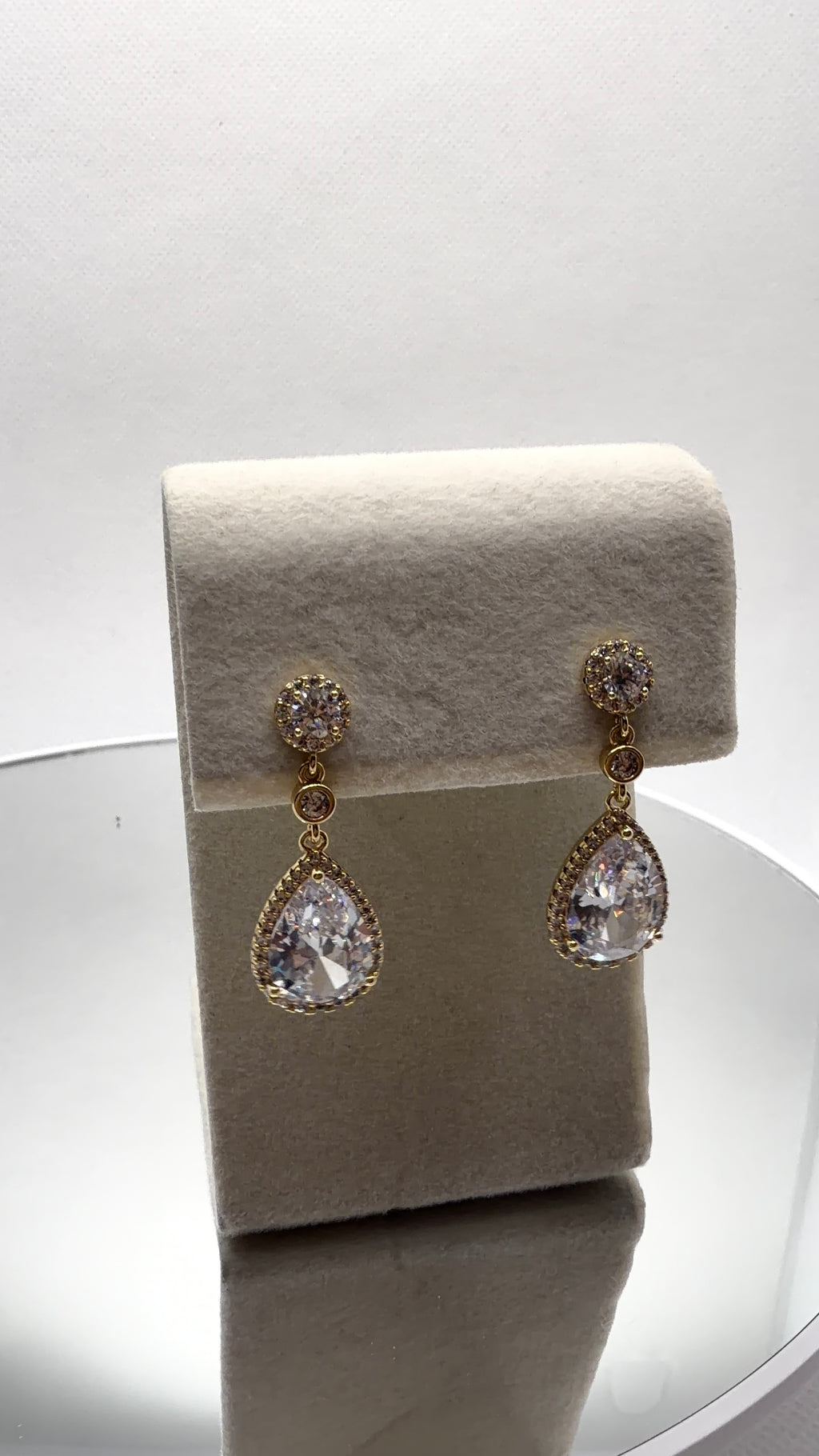 Crystal Teardrop Halo Drop Earrings