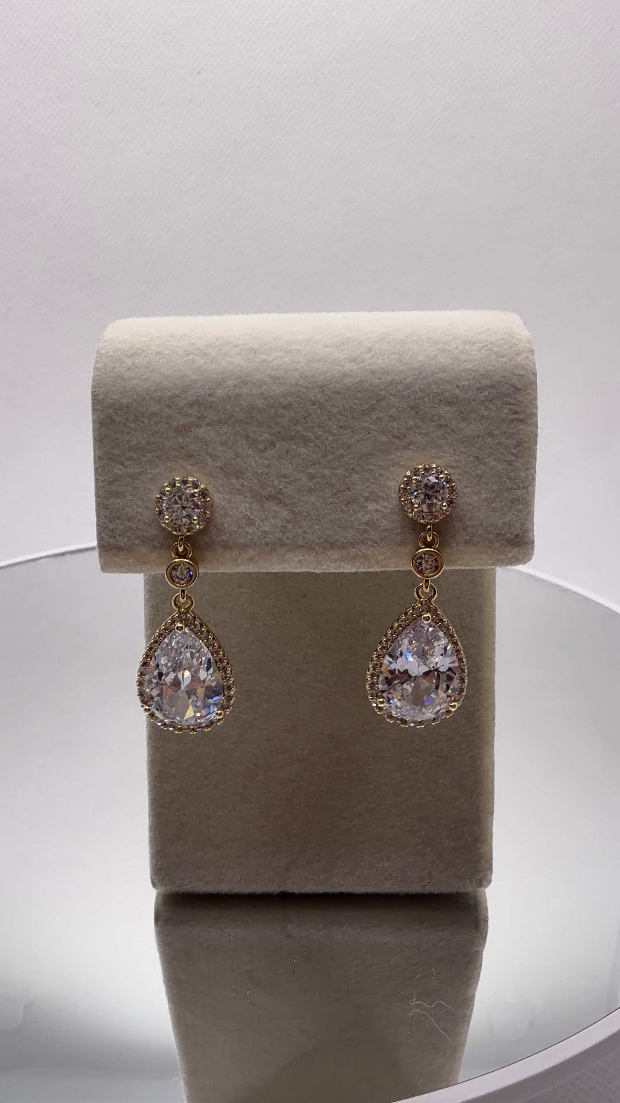 Crystal Teardrop Halo Drop Earrings