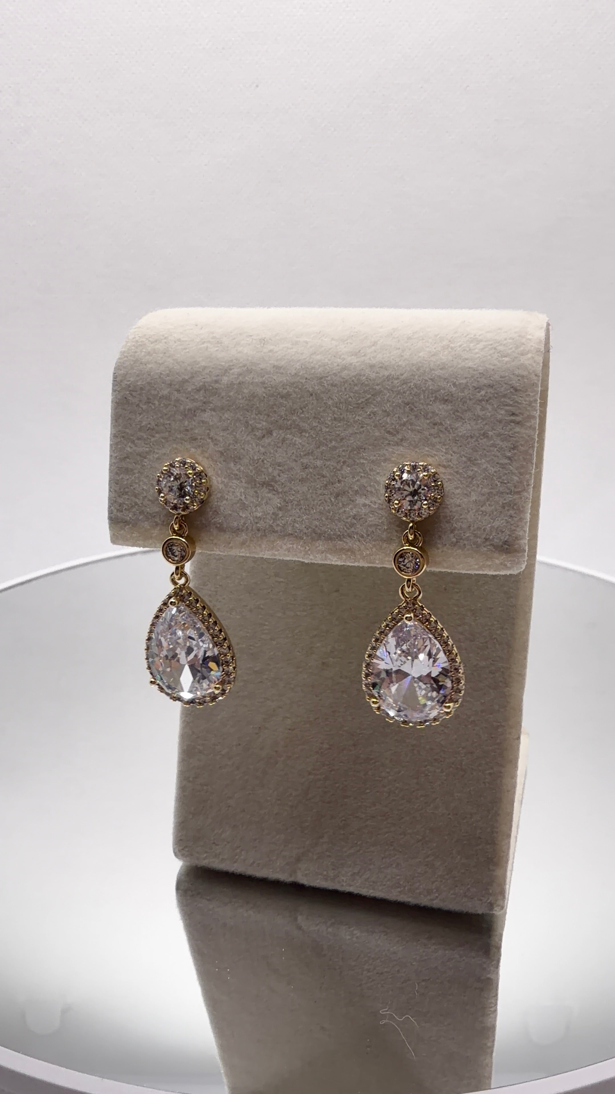 Crystal Teardrop Halo Drop Earrings