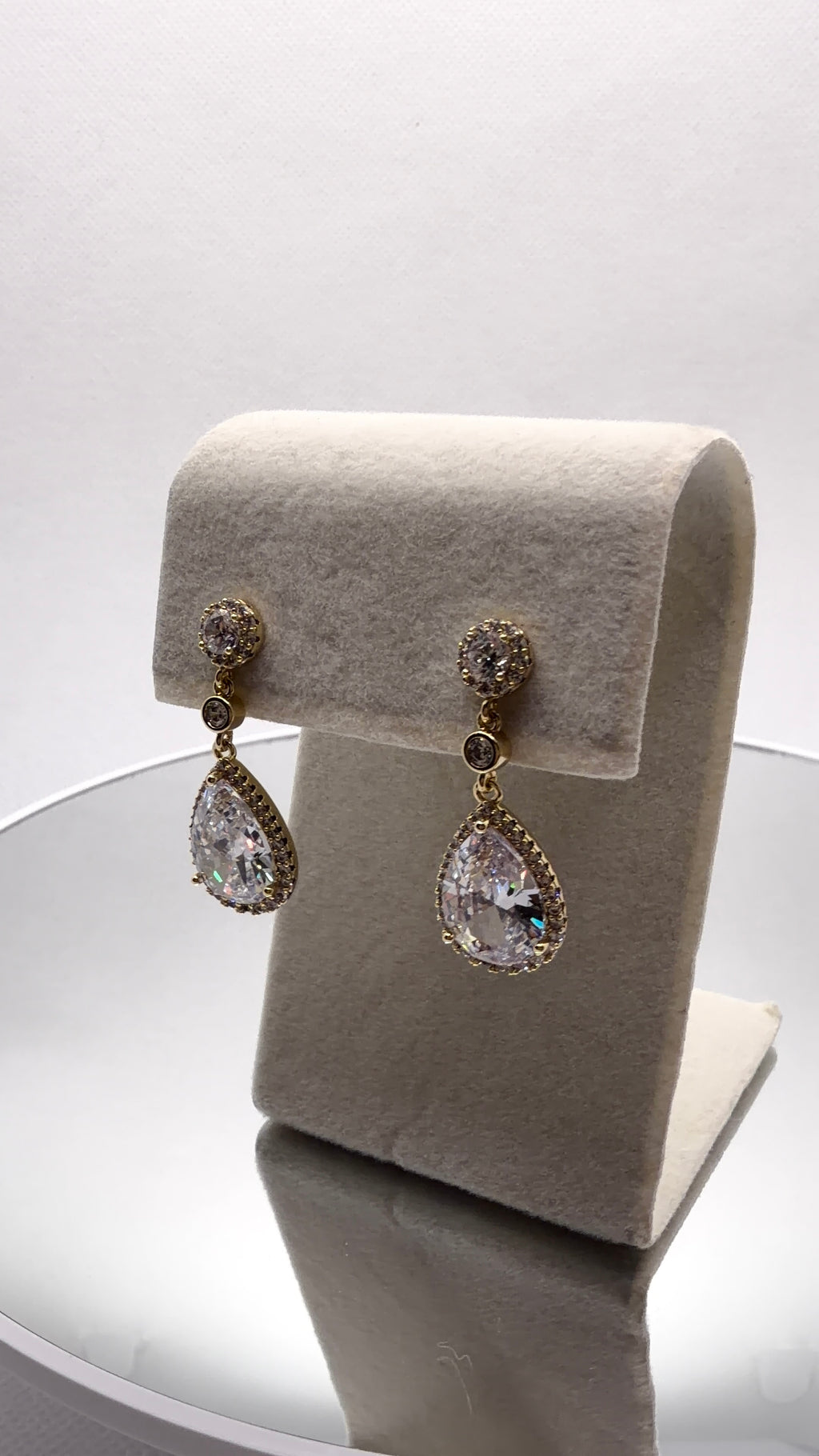 Crystal Teardrop Halo Drop Earrings