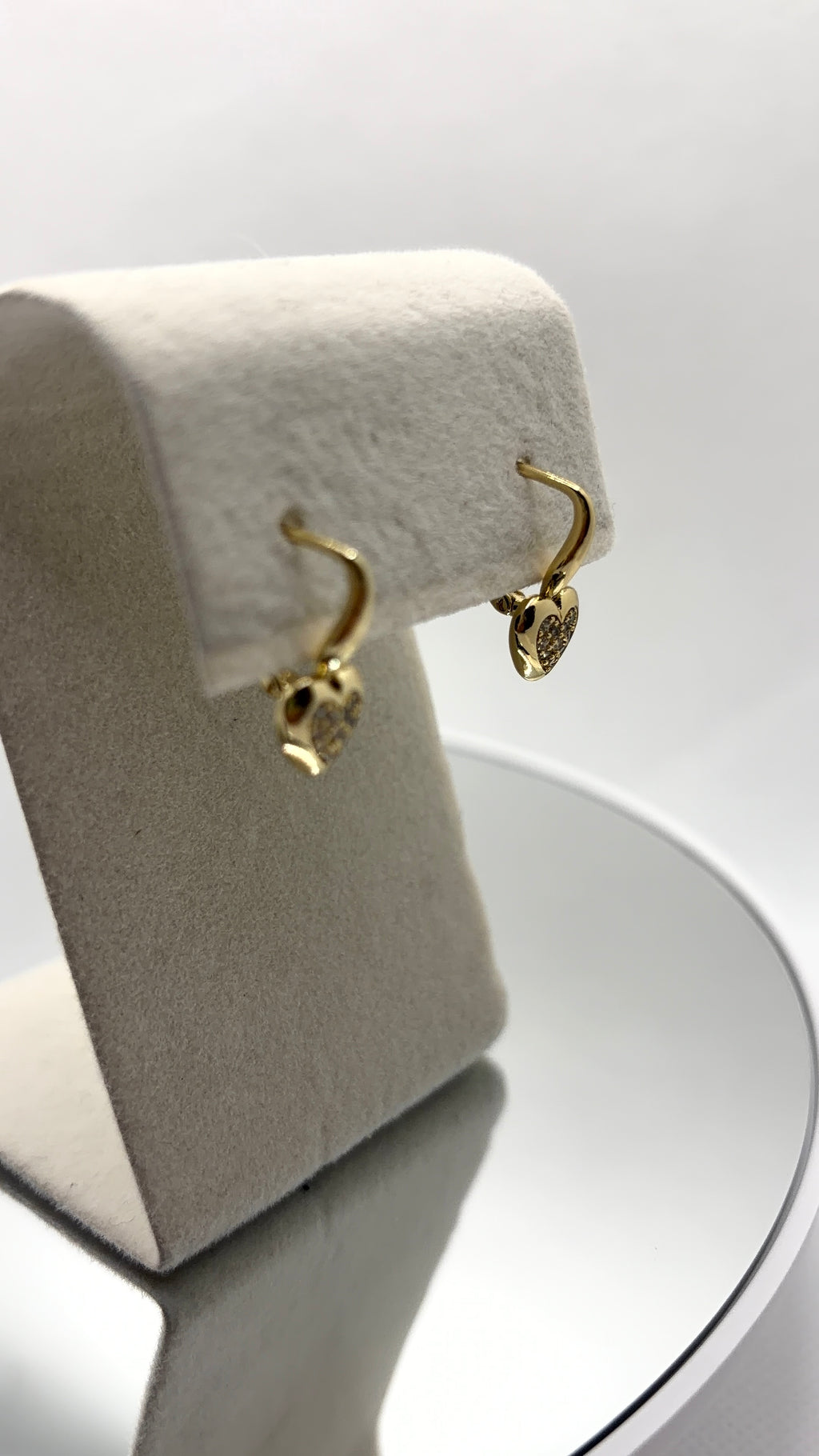 Gold Pavé Heart Charm Hoop Earrings