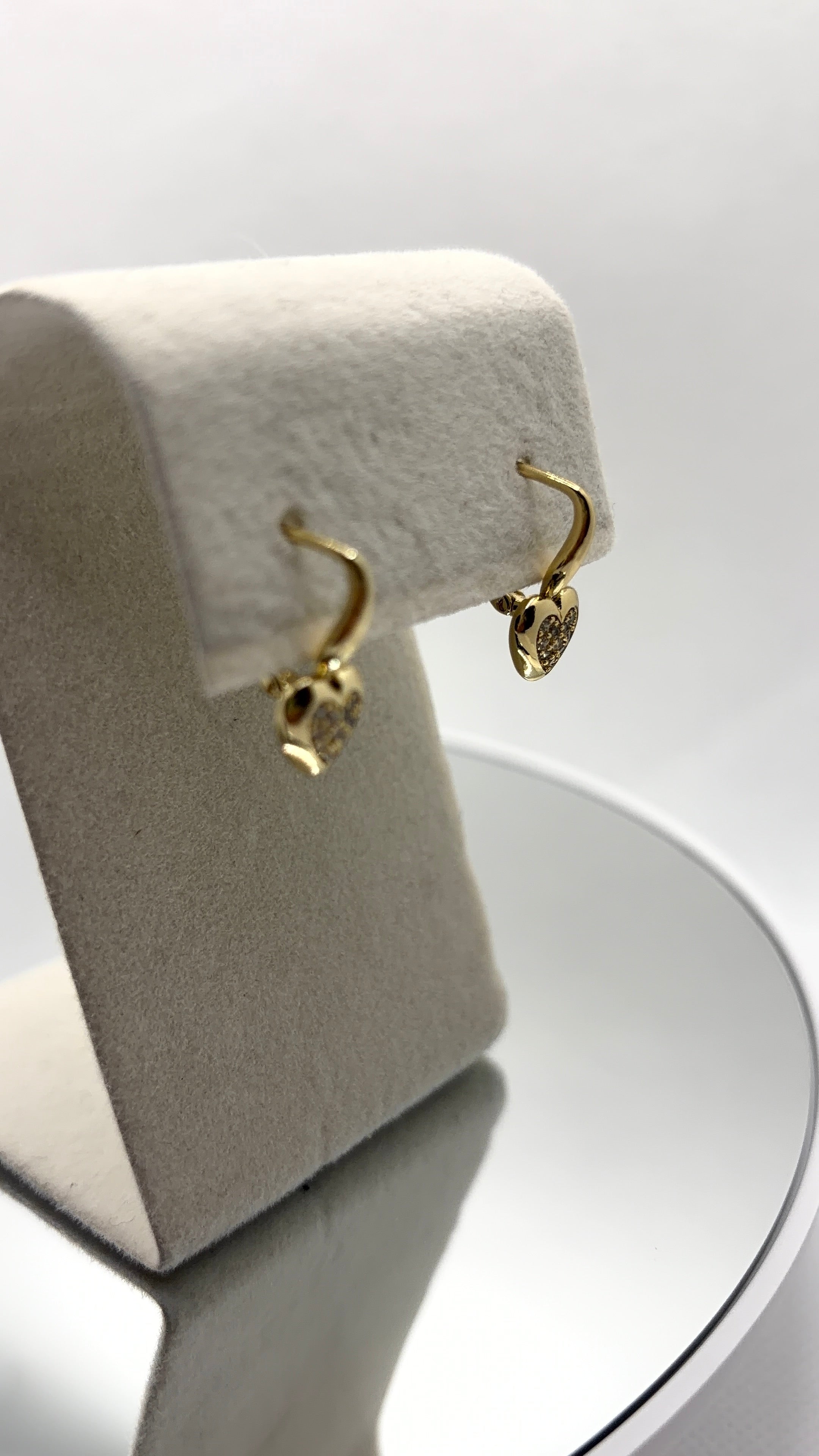 Gold Pavé Heart Charm Hoop Earrings