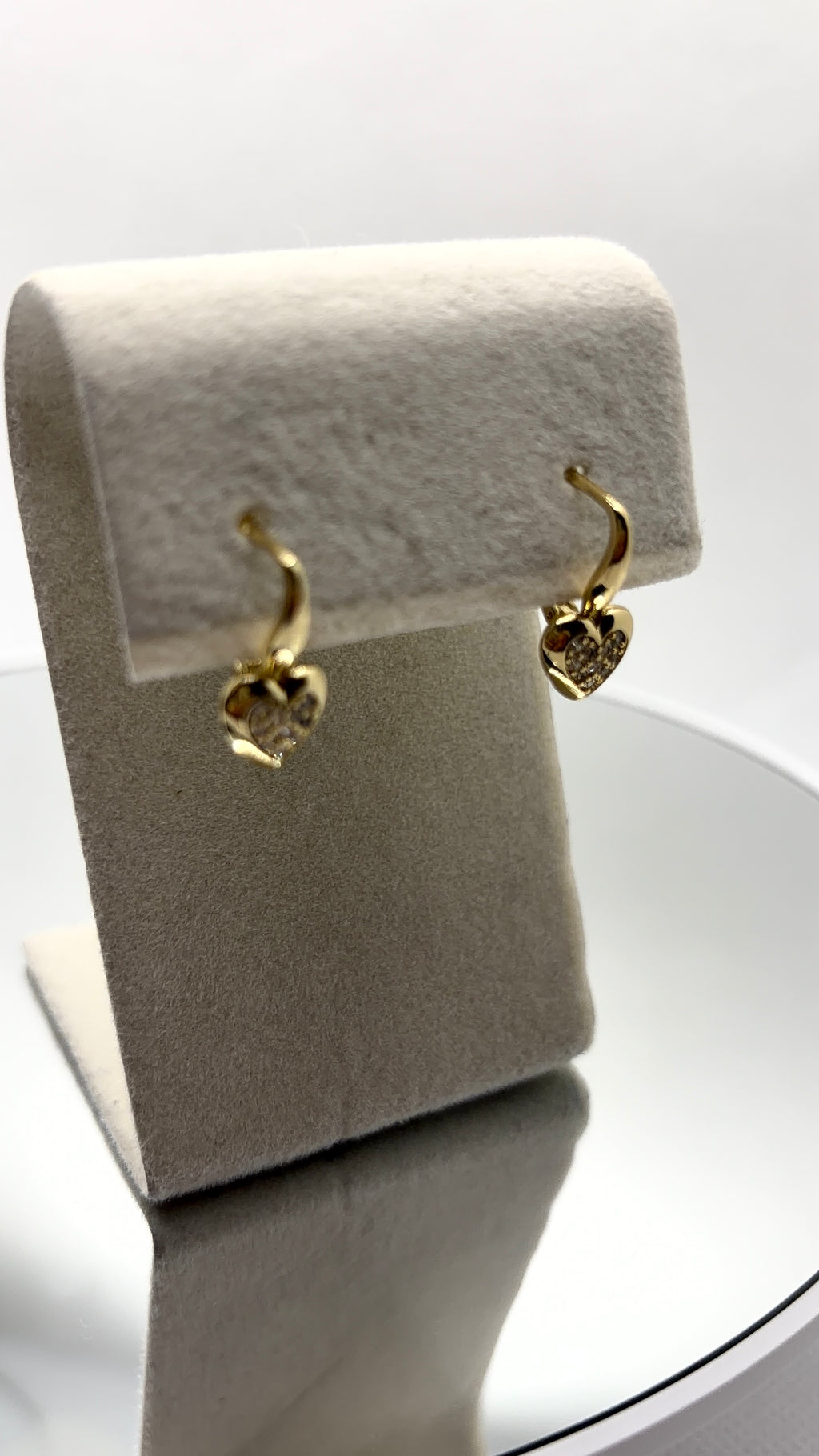 Gold Pavé Heart Charm Hoop Earrings