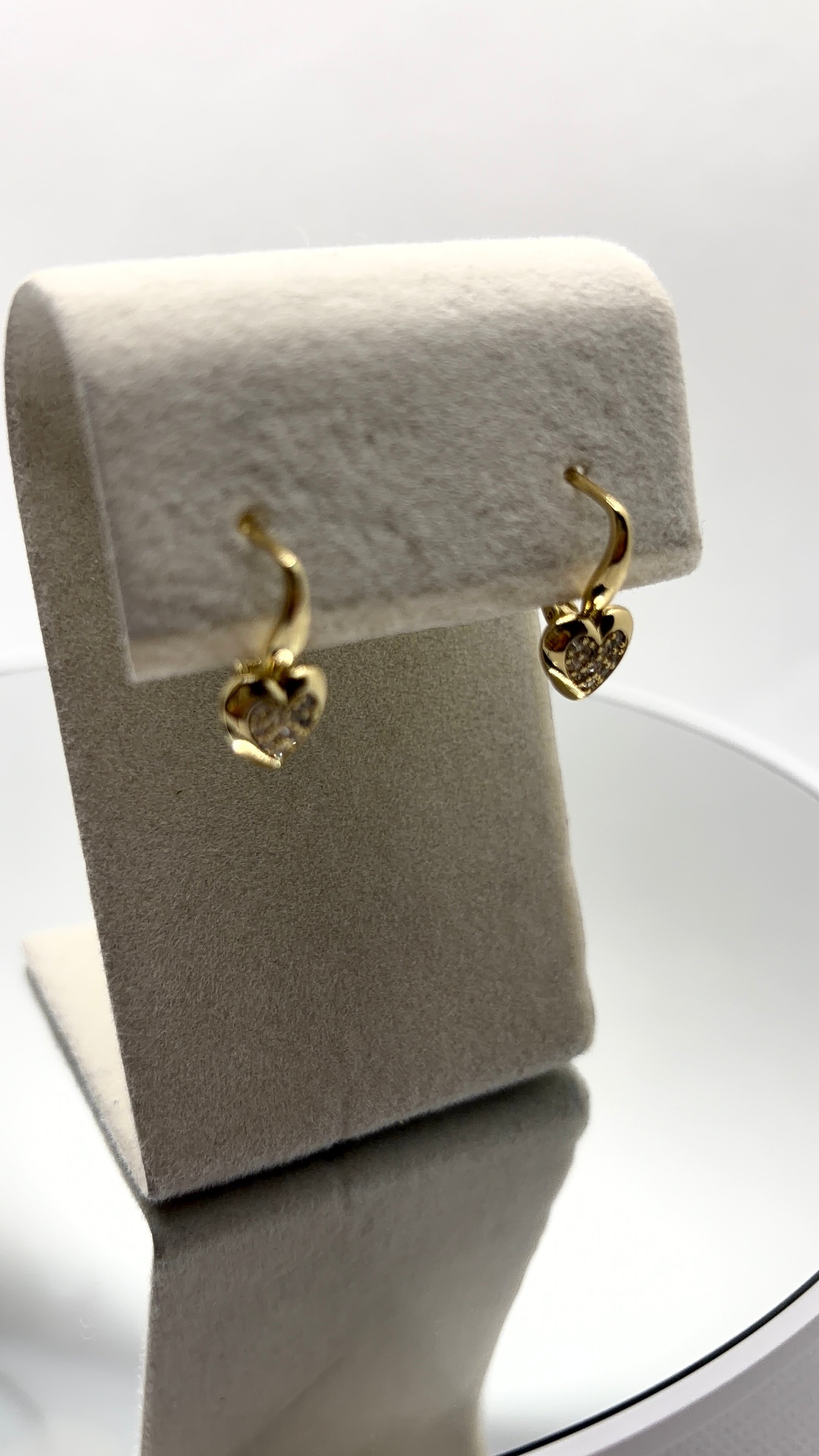 Gold Pavé Heart Charm Hoop Earrings