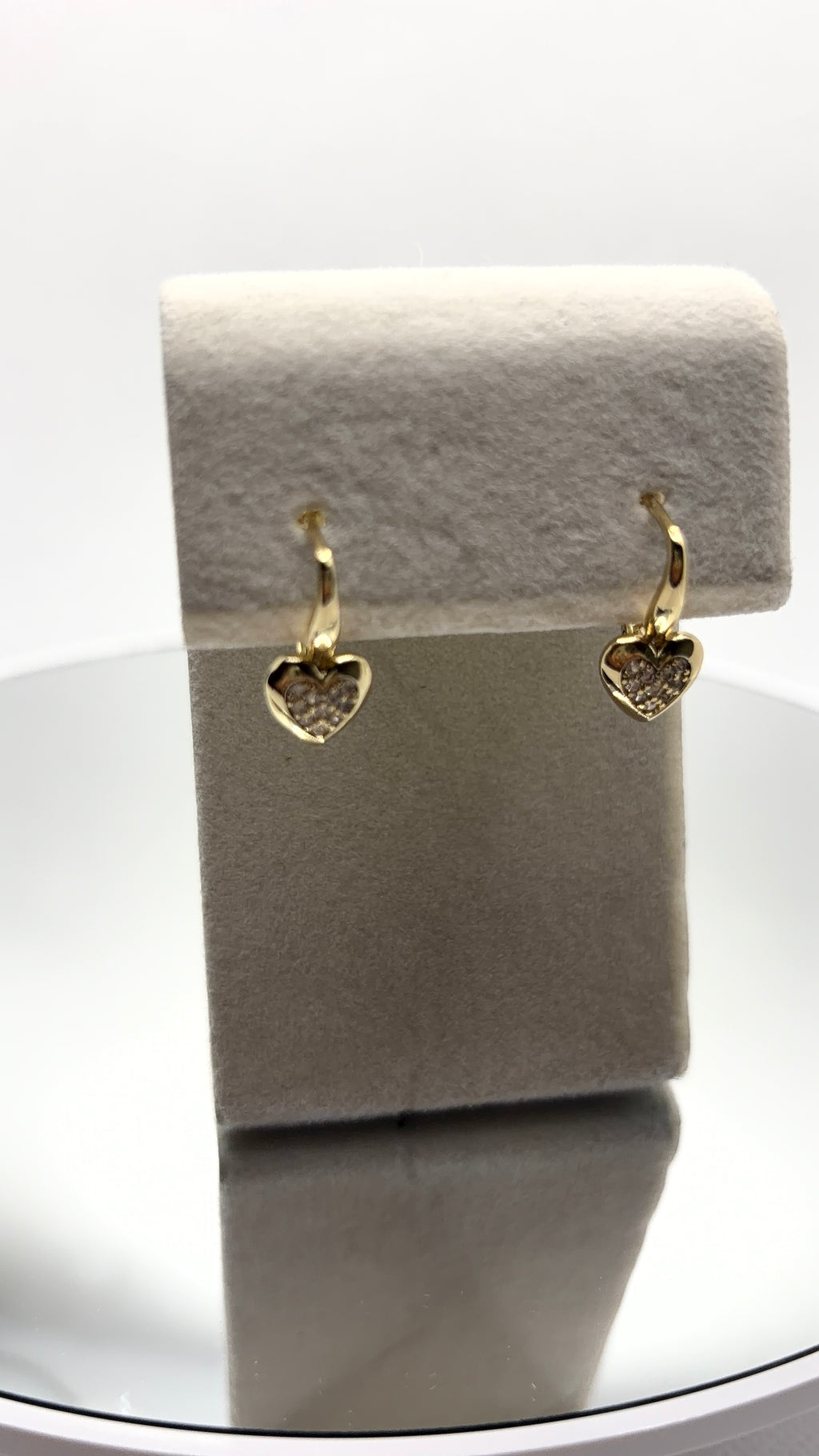 Gold Pavé Heart Charm Hoop Earrings
