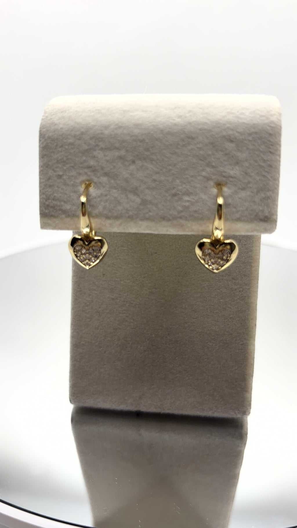 Gold Pavé Heart Charm Hoop Earrings