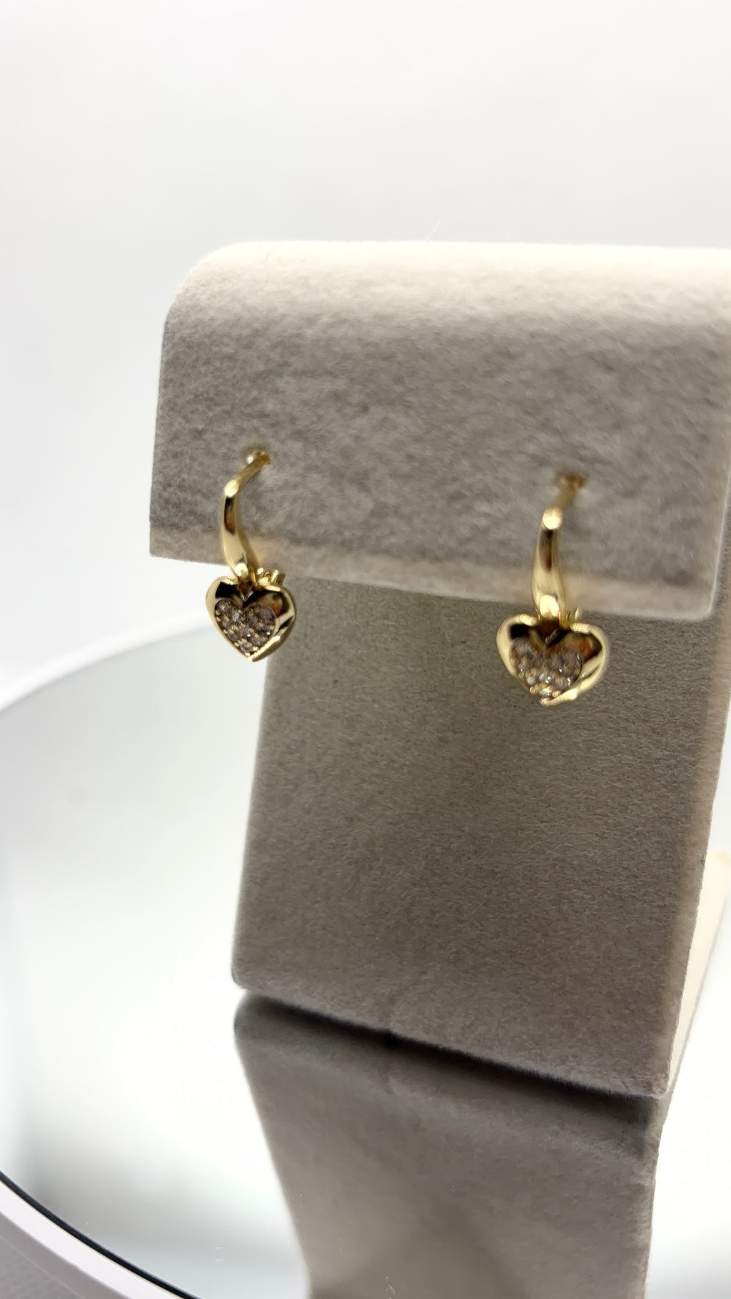 Gold Pavé Heart Charm Hoop Earrings