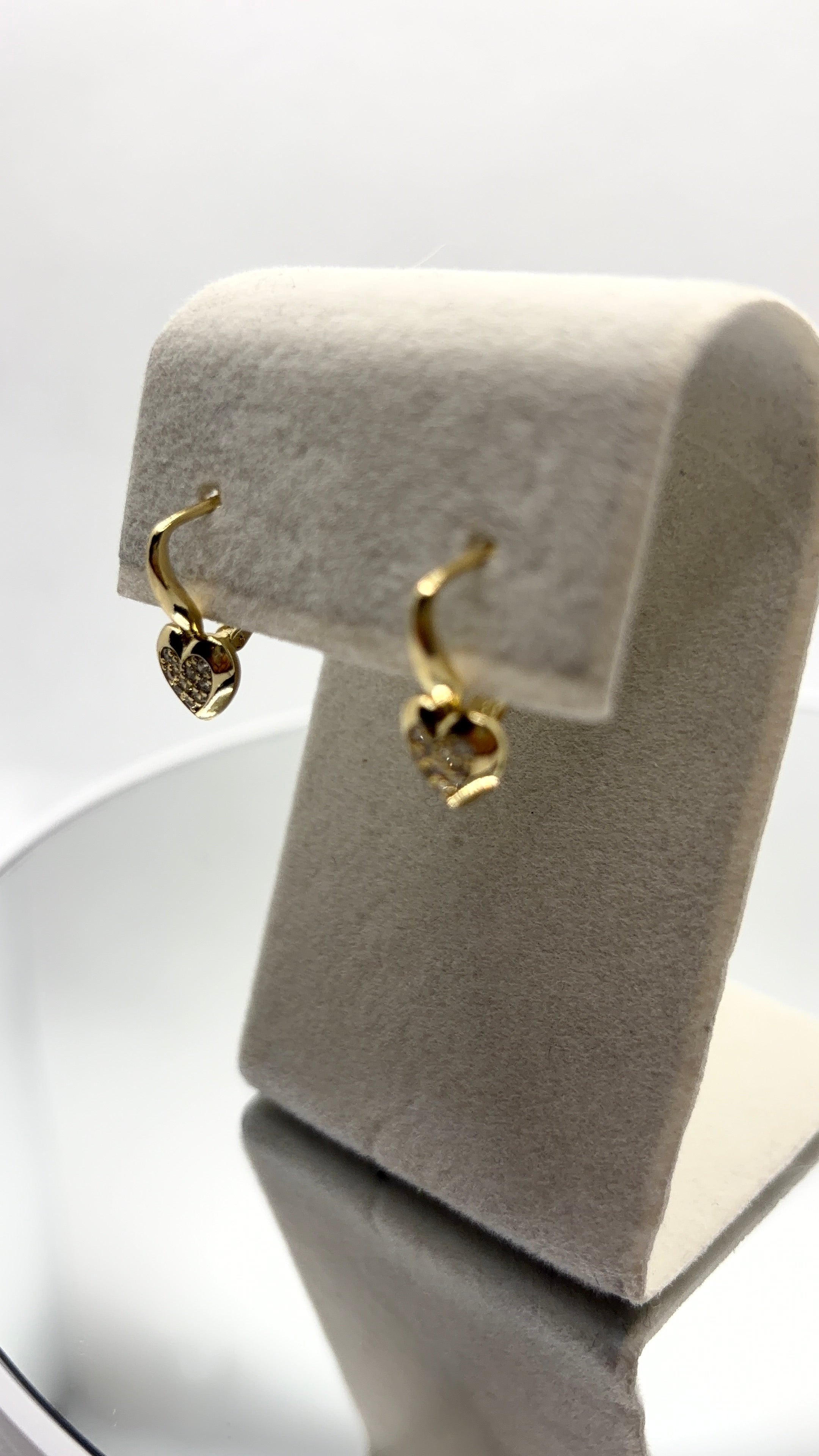 Gold Pavé Heart Charm Hoop Earrings