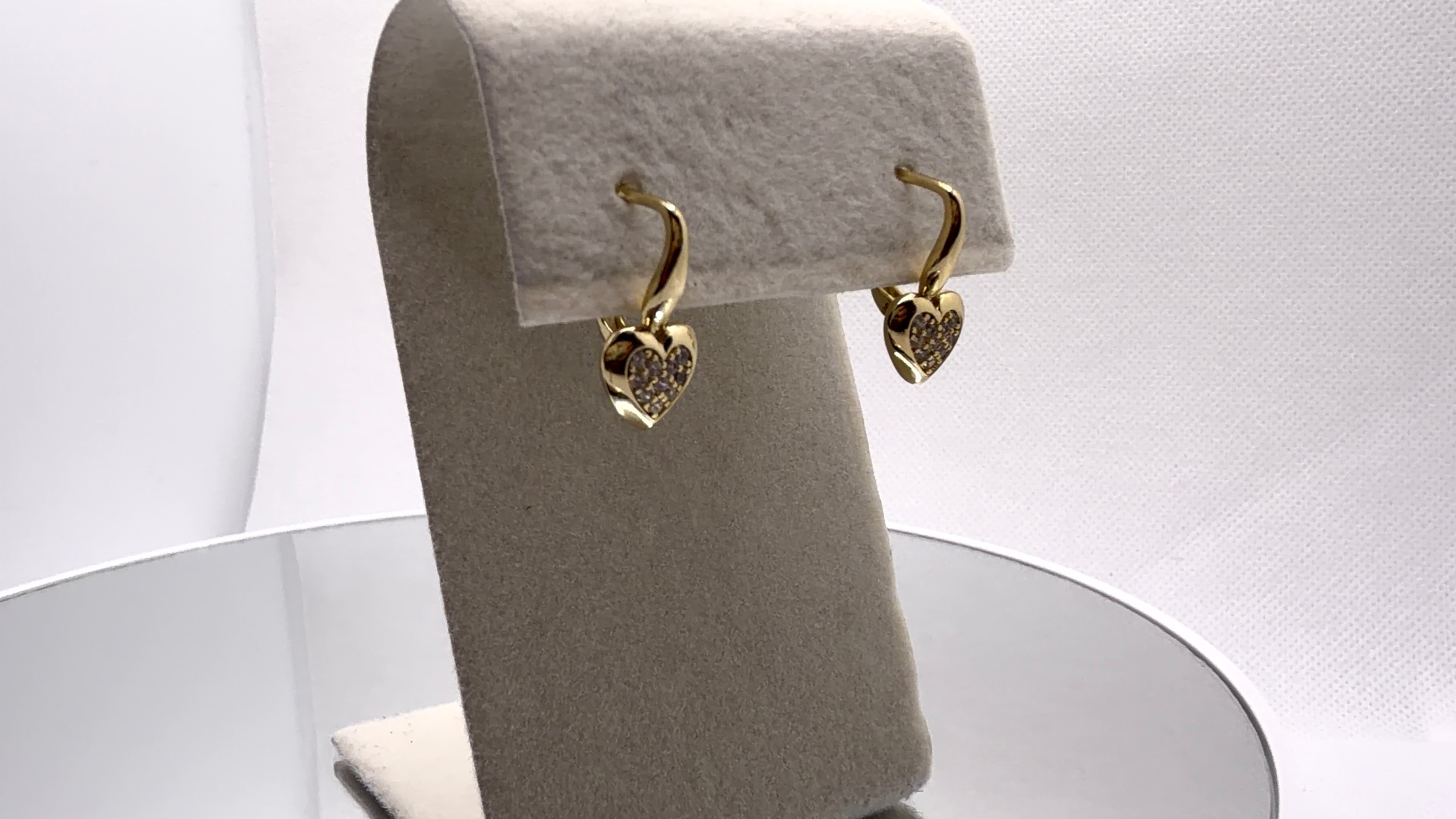 Gold Pavé Heart Charm Hoop Earrings