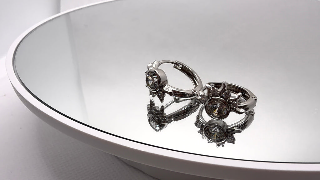 Crystal Sunburst Hoop Earrings