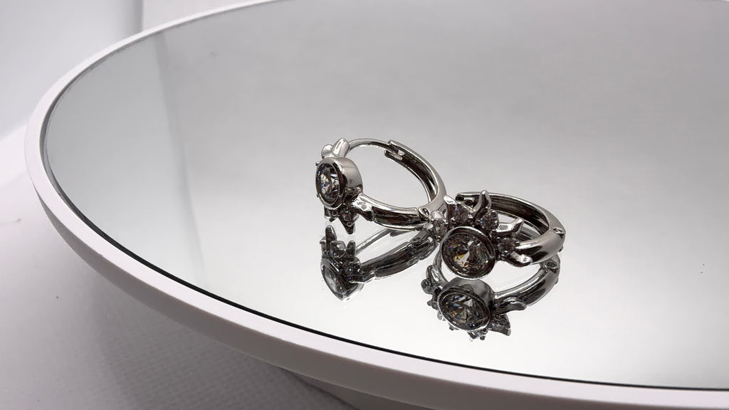 Crystal Sunburst Hoop Earrings