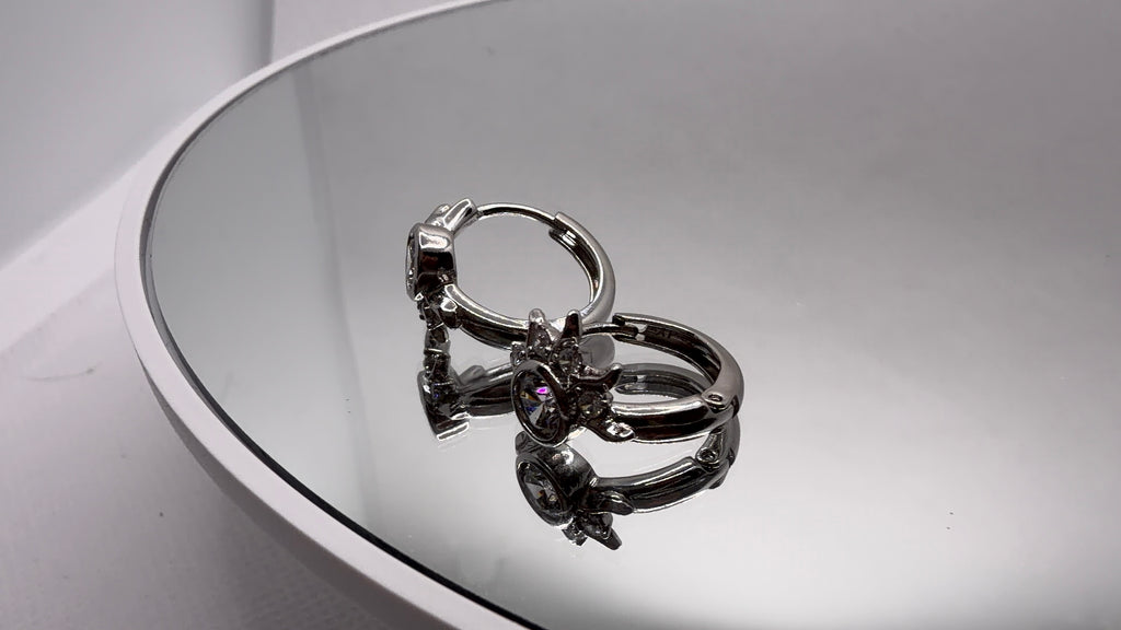 Crystal Sunburst Hoop Earrings
