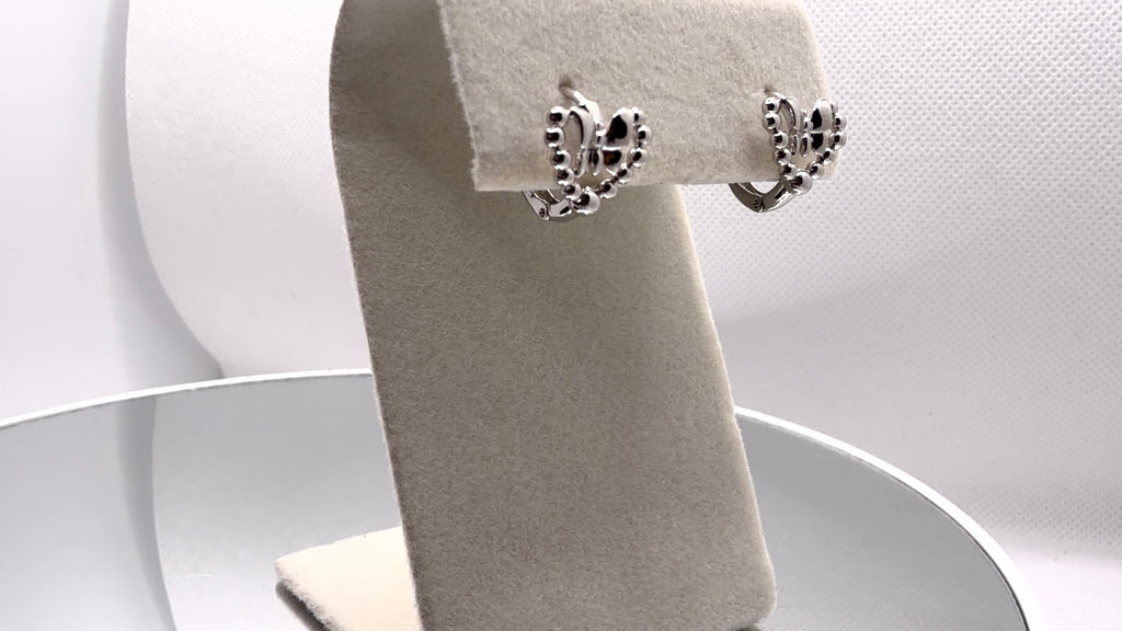 Beaded Open Heart Bow Hoop Earrings