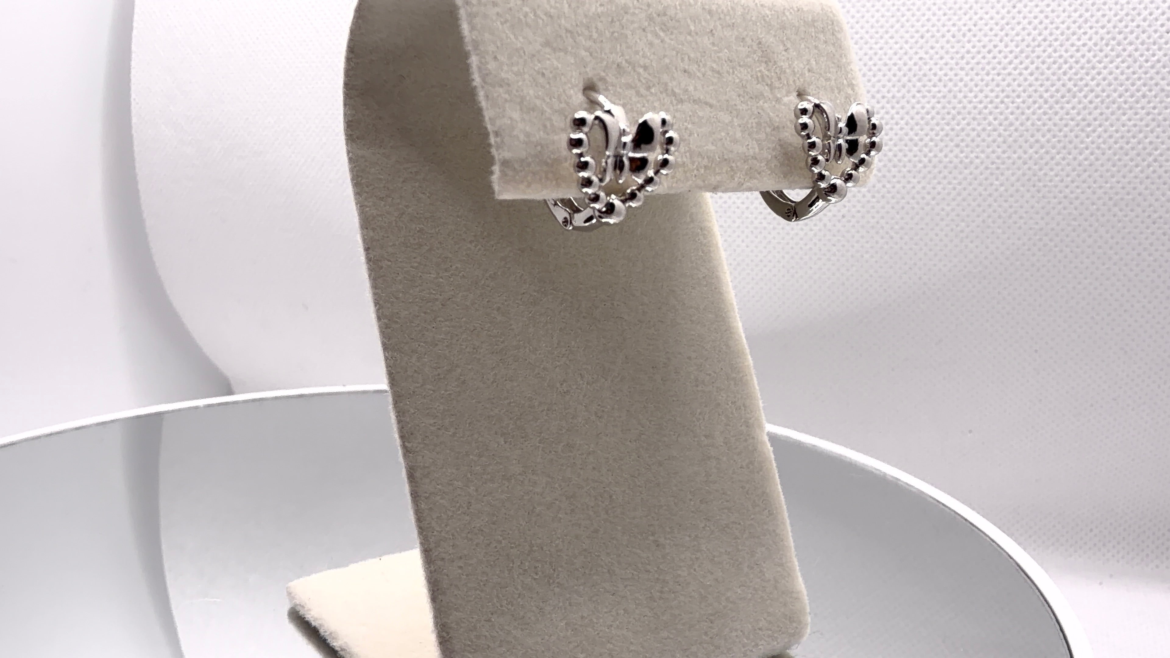 Beaded Open Heart Bow Hoop Earrings