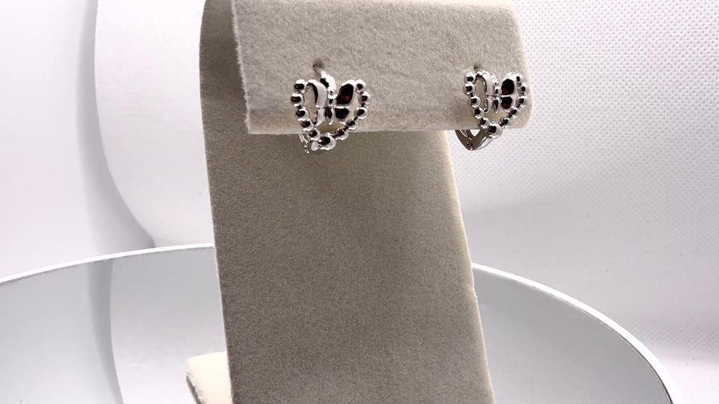 Beaded Open Heart Bow Hoop Earrings
