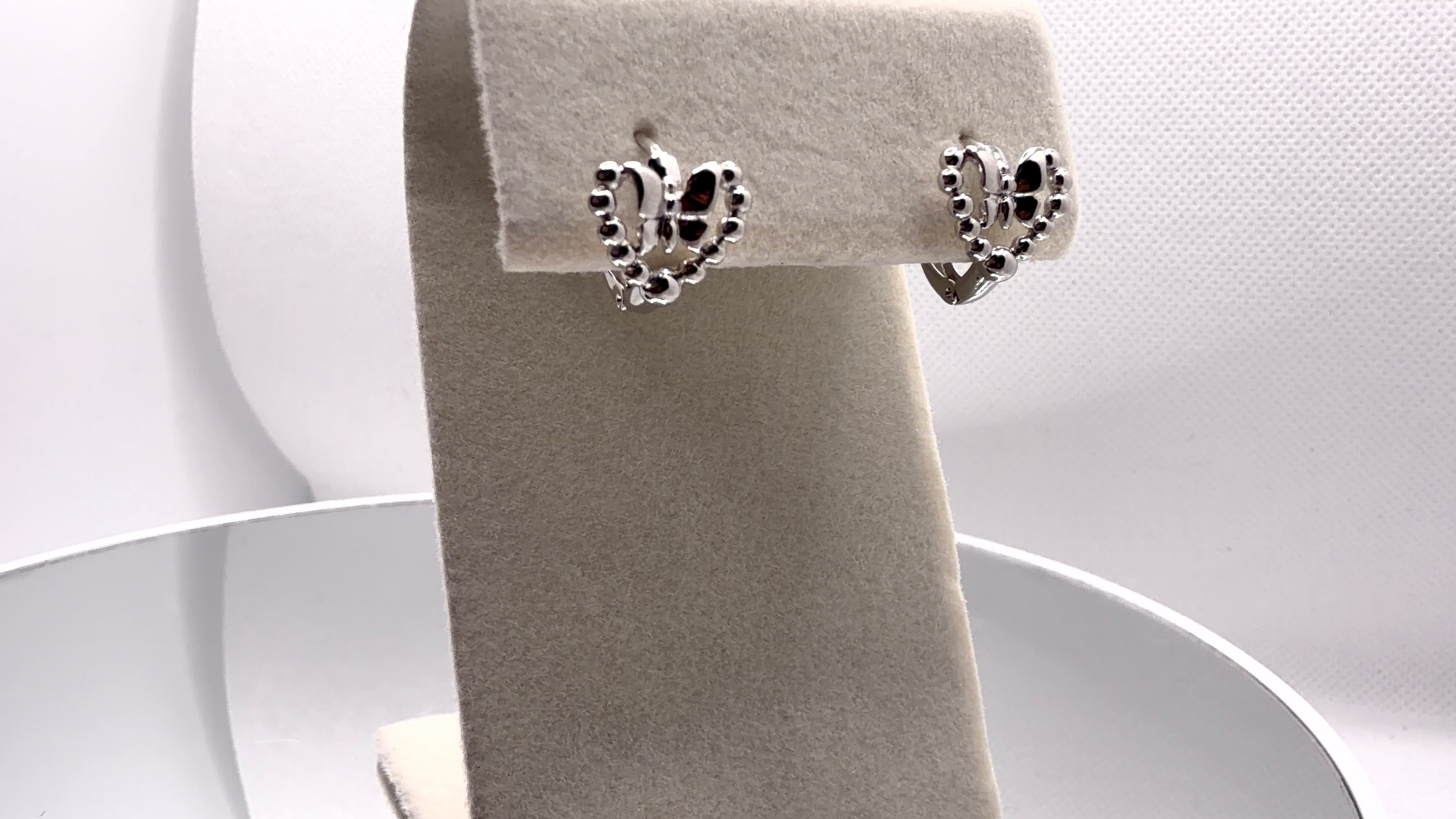 Beaded Open Heart Bow Hoop Earrings