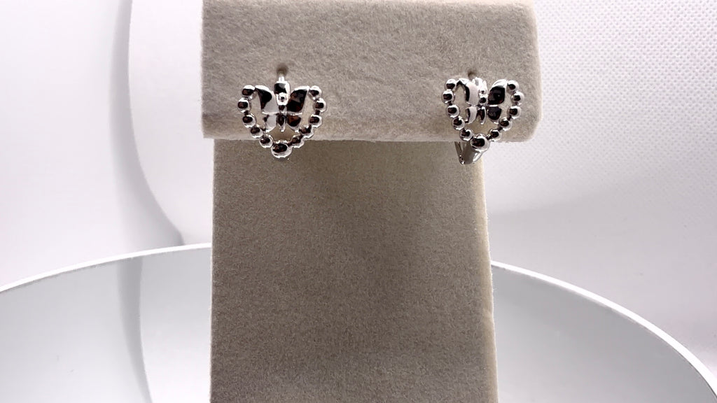 Beaded Open Heart Bow Hoop Earrings