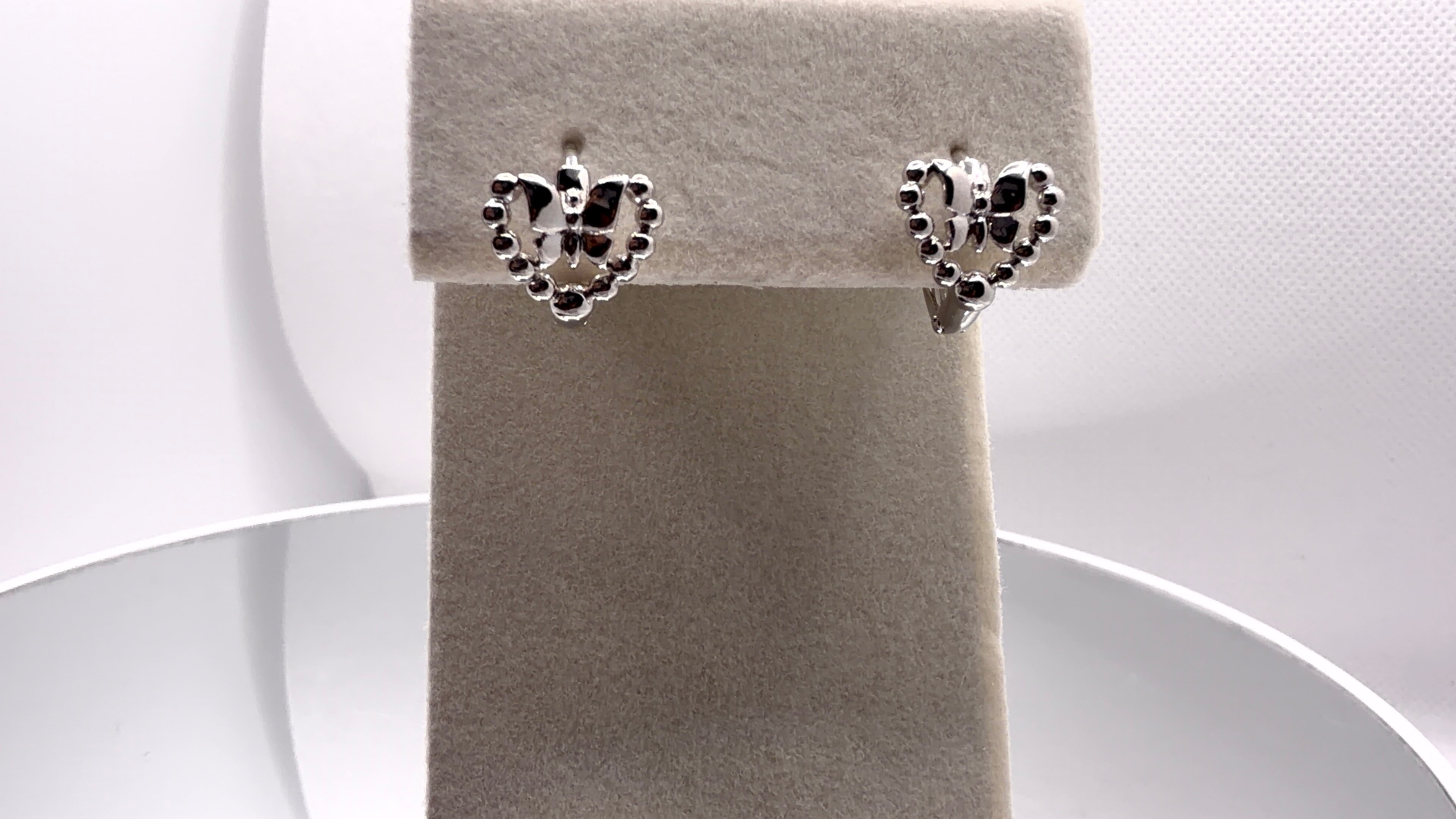 Beaded Open Heart Bow Hoop Earrings