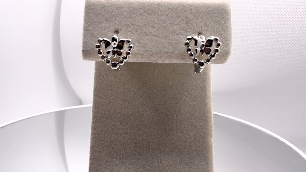 Beaded Open Heart Bow Hoop Earrings