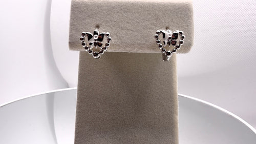 Beaded Open Heart Bow Hoop Earrings